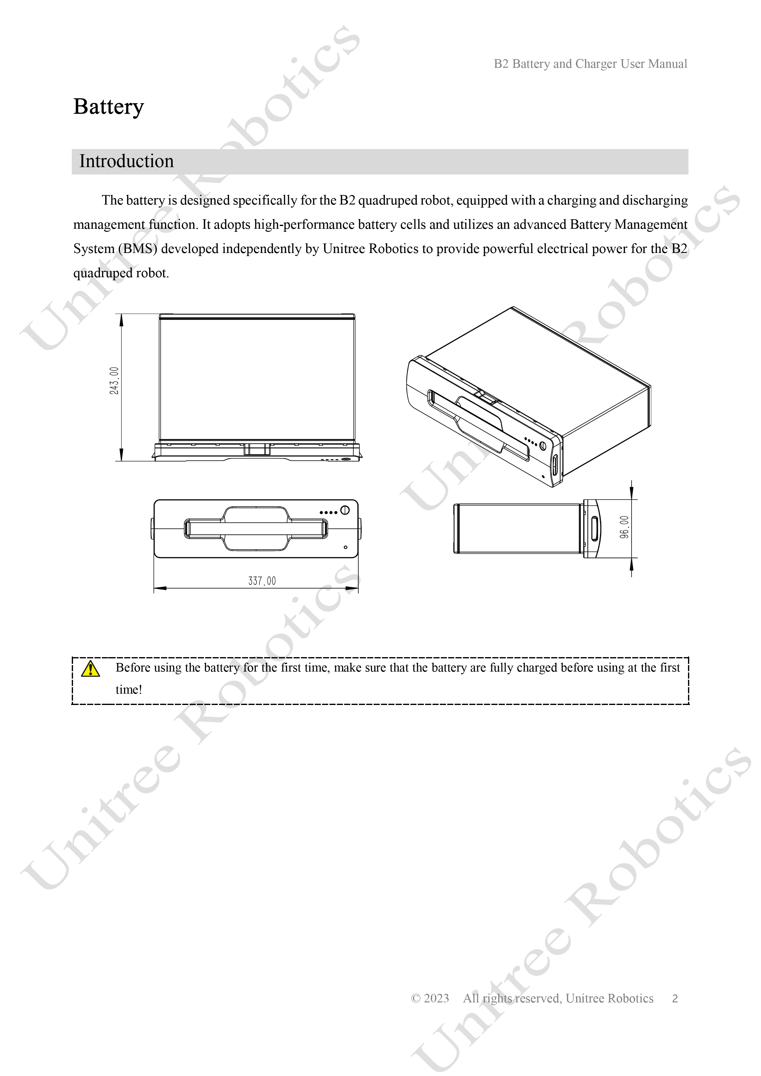 Unitree B2 Battery and Charger Manual page 2