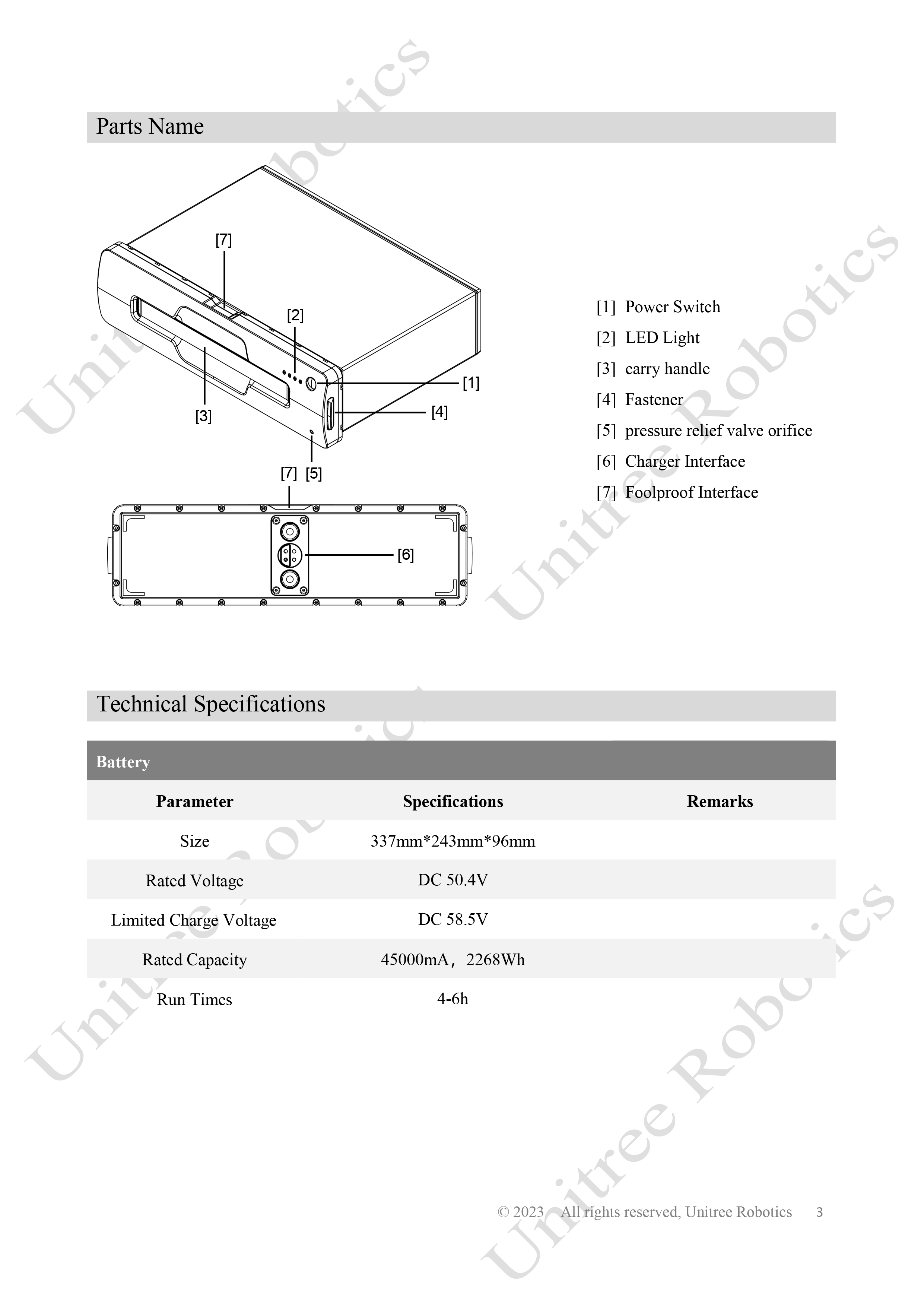 Unitree B2 Battery and Charger Manual page 3