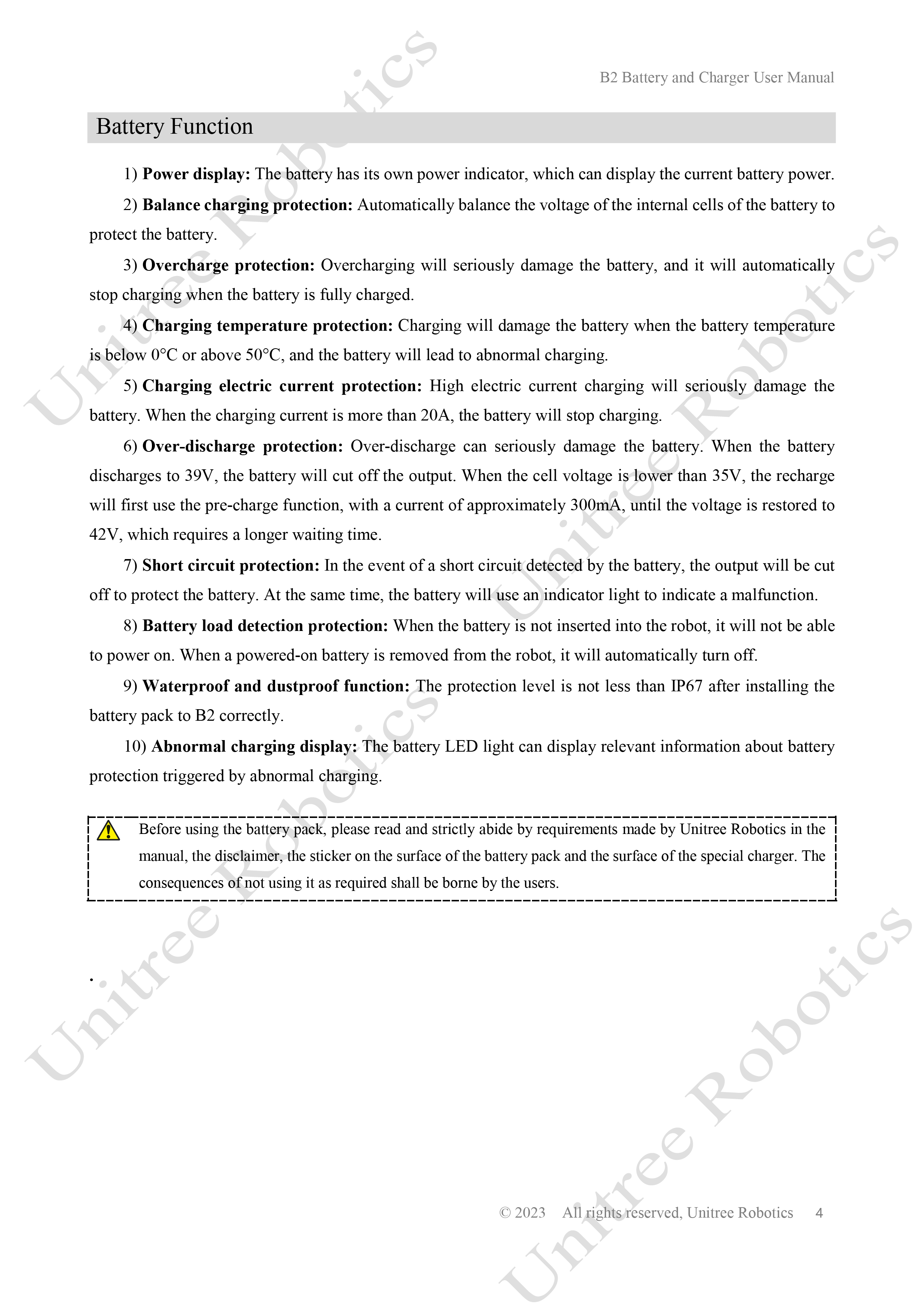 Unitree B2 Battery and Charger Manual page 4