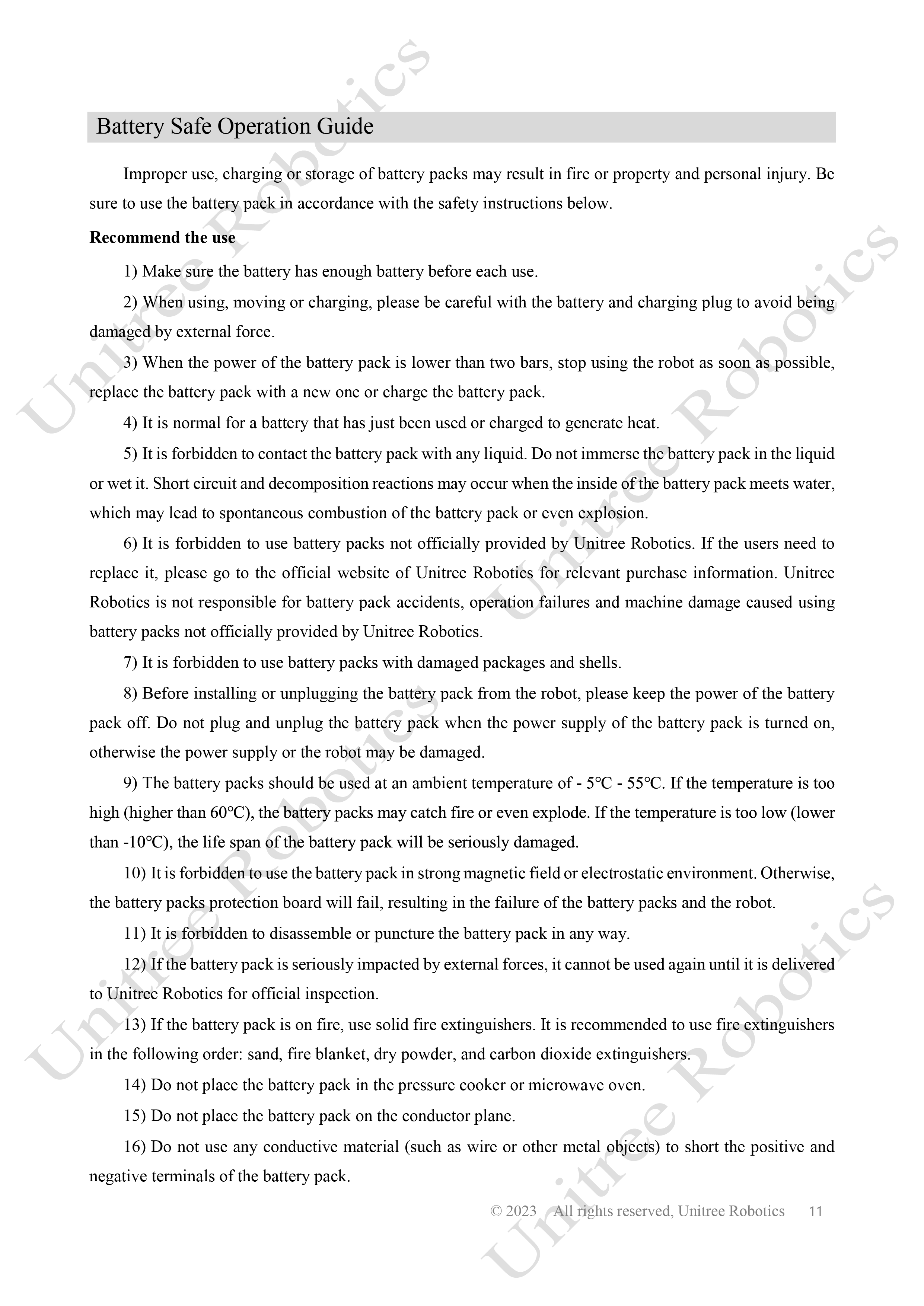 Unitree B2 Battery and Charger Manual page 11