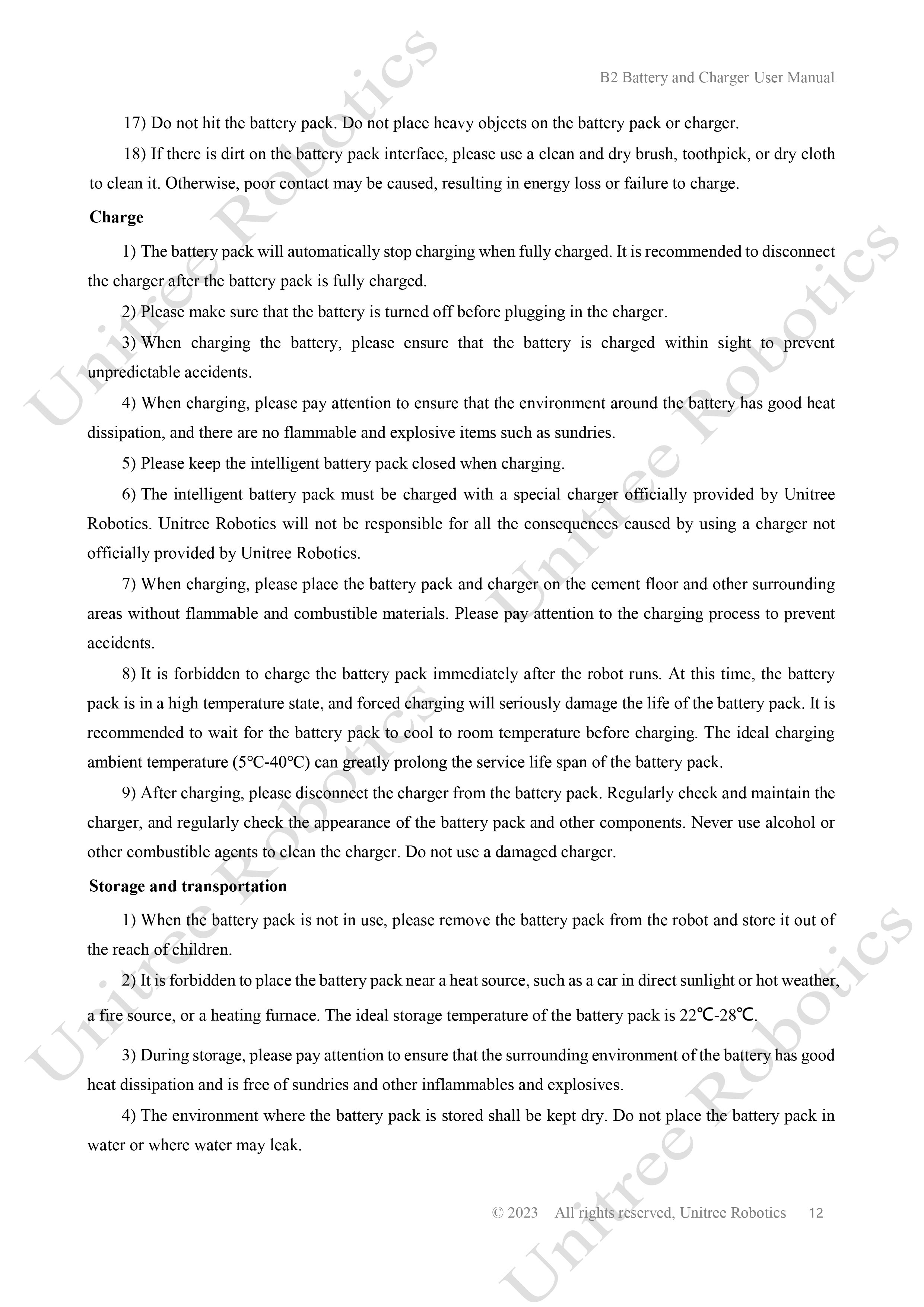 Unitree B2 Battery and Charger Manual page 12