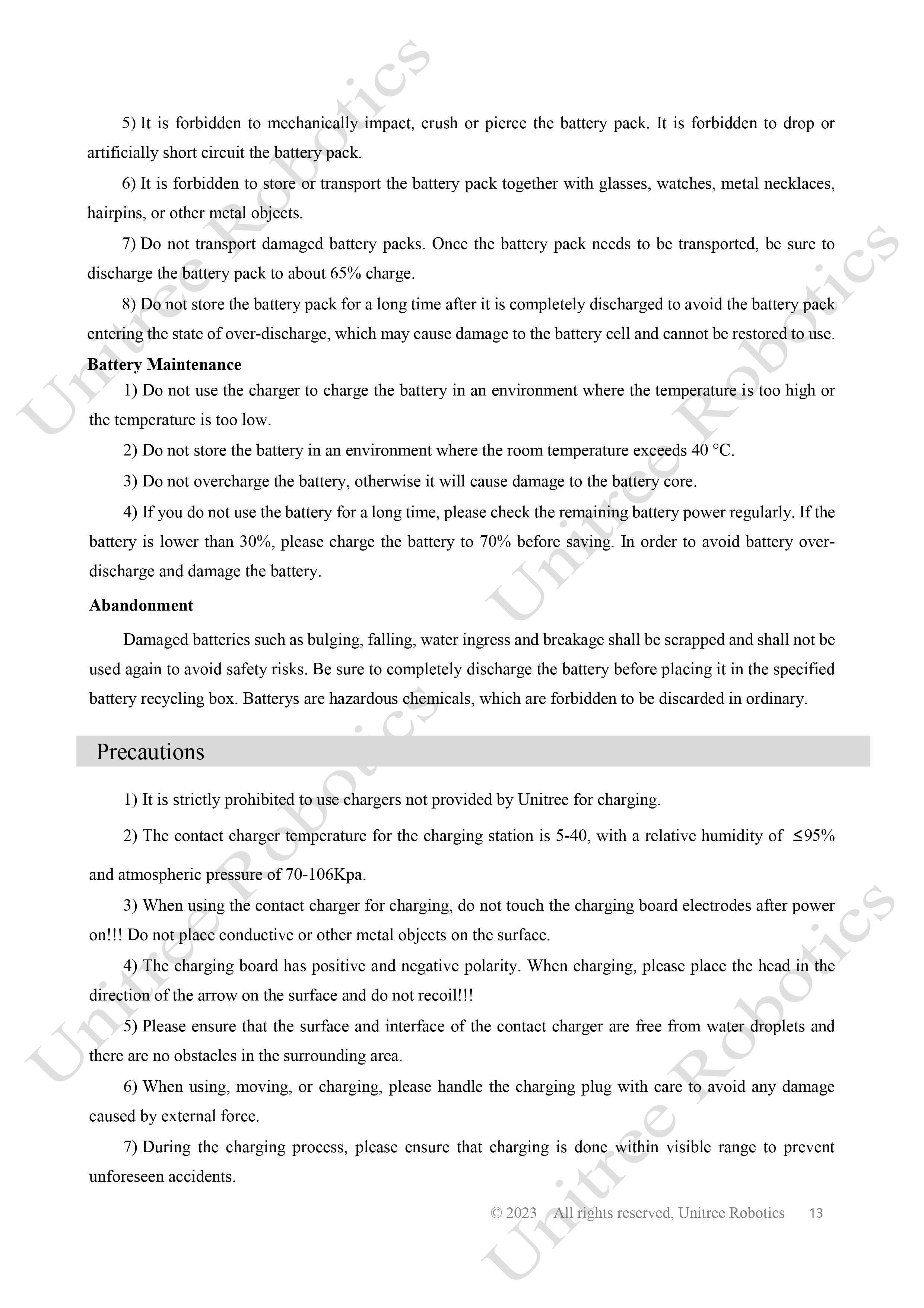Unitree B2 Battery and Charger Manual page 13