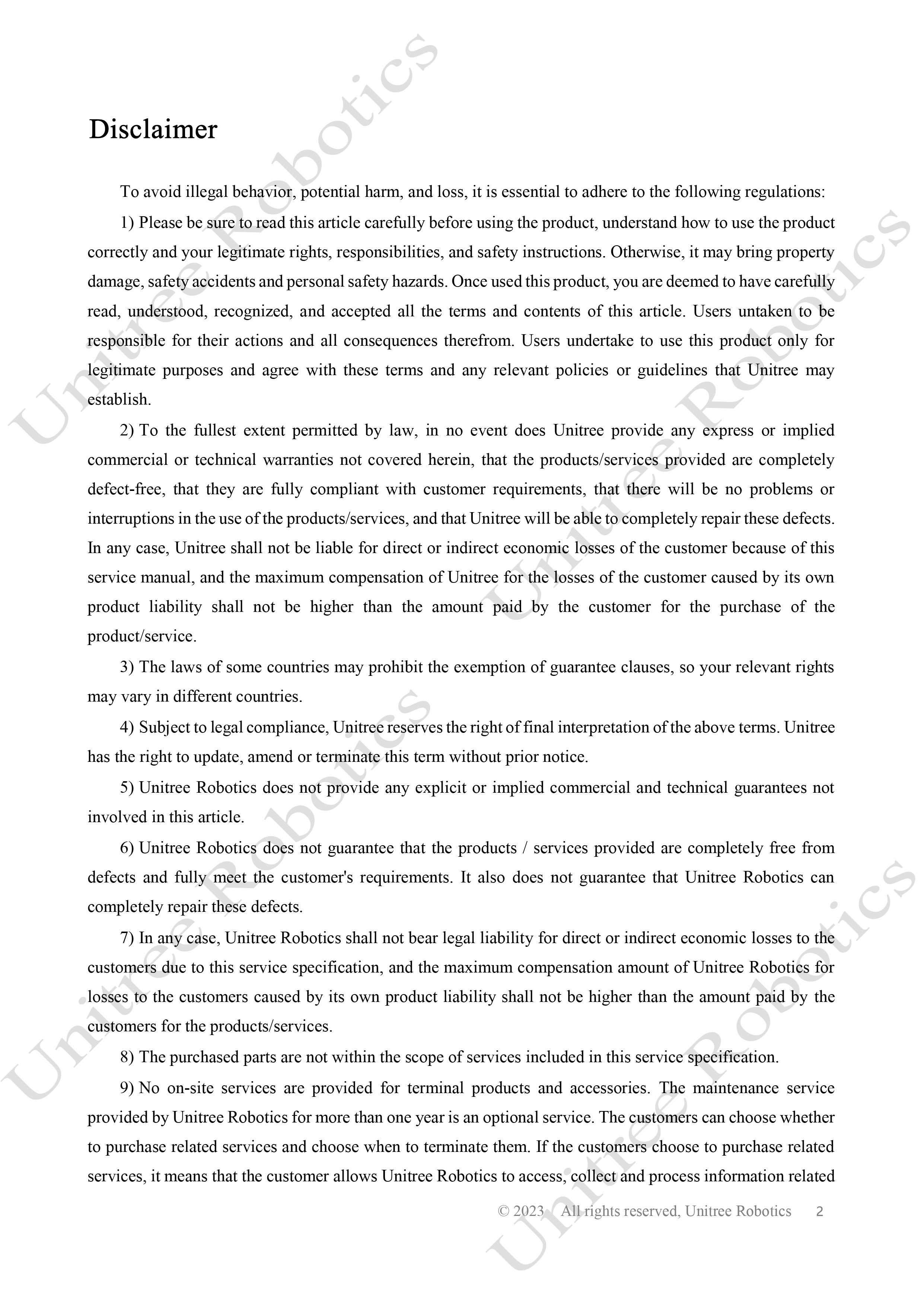Unitree B2 Official User Manual page 3
