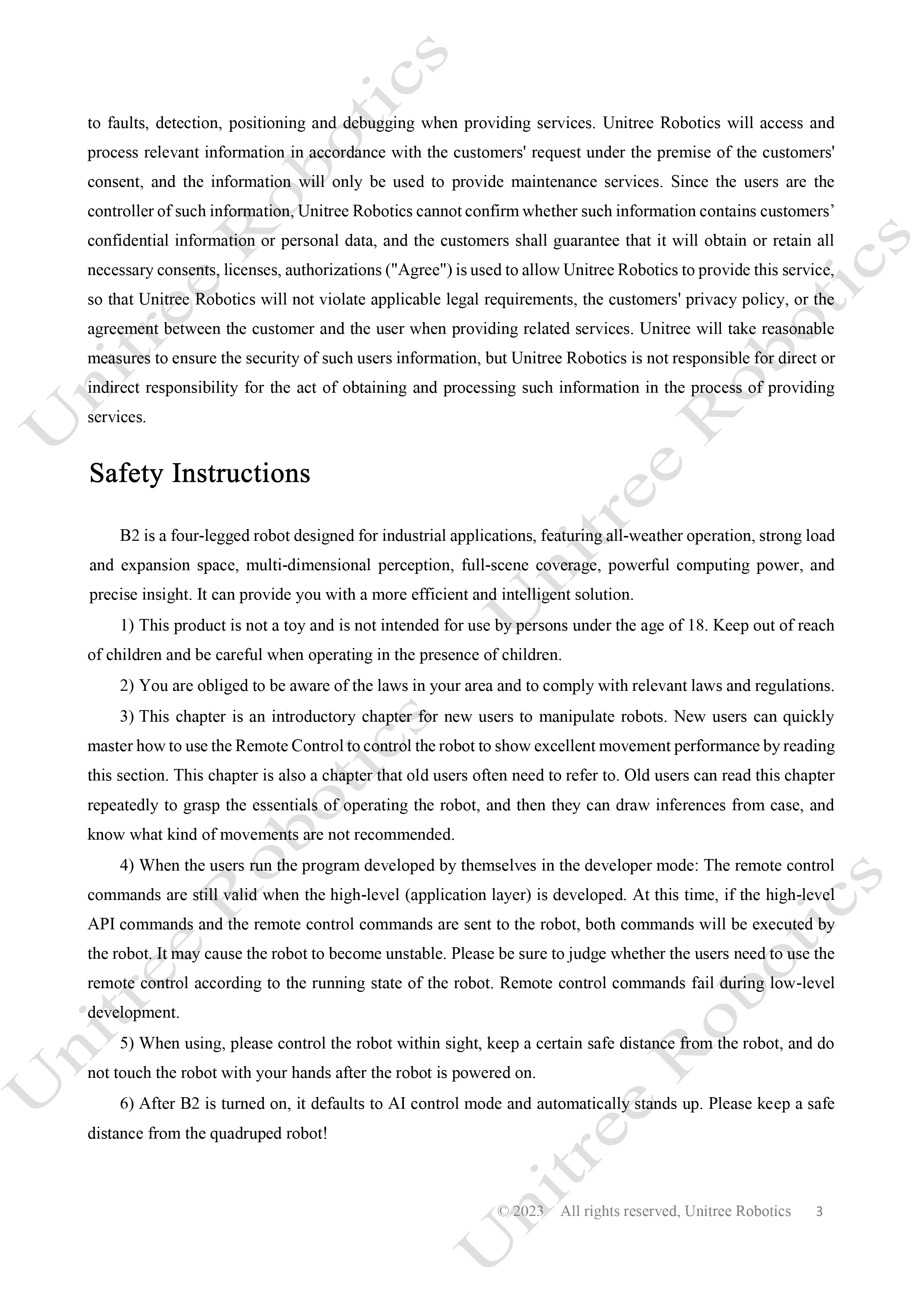 Unitree B2 Official User Manual page 4