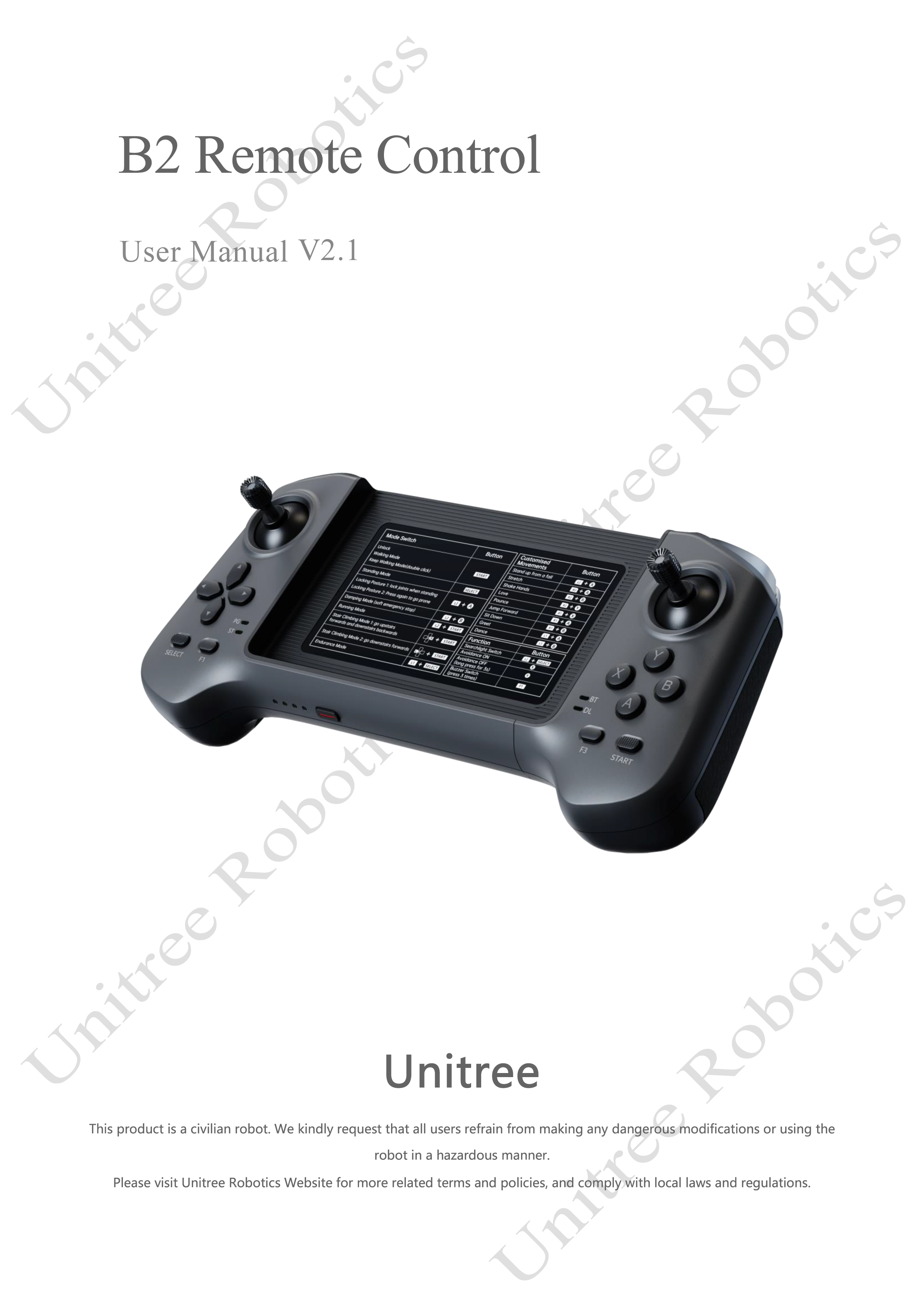 Unitree B2 Remote Control Manual page 1