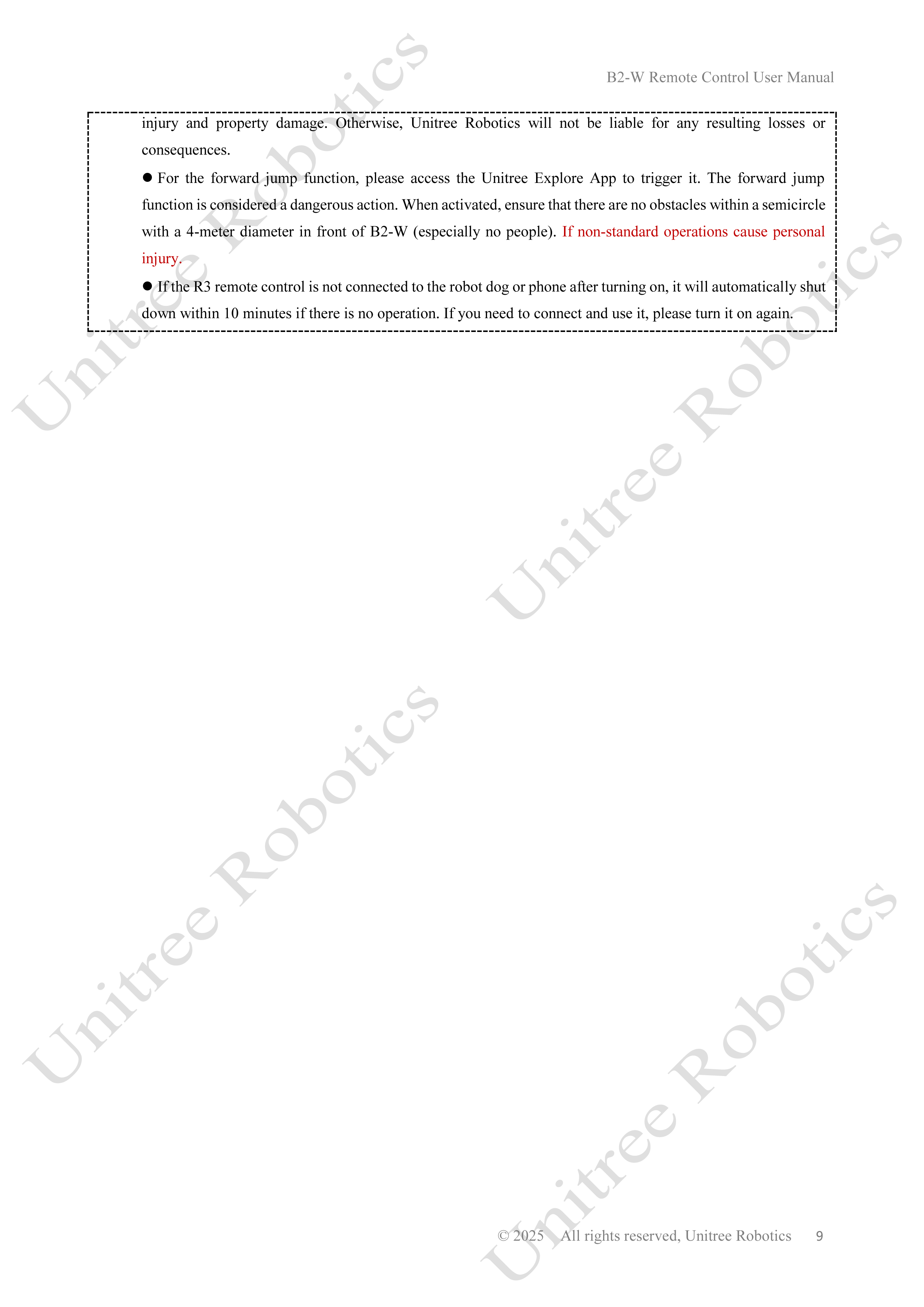 Unitree B2-W Remote Control Manual page 9