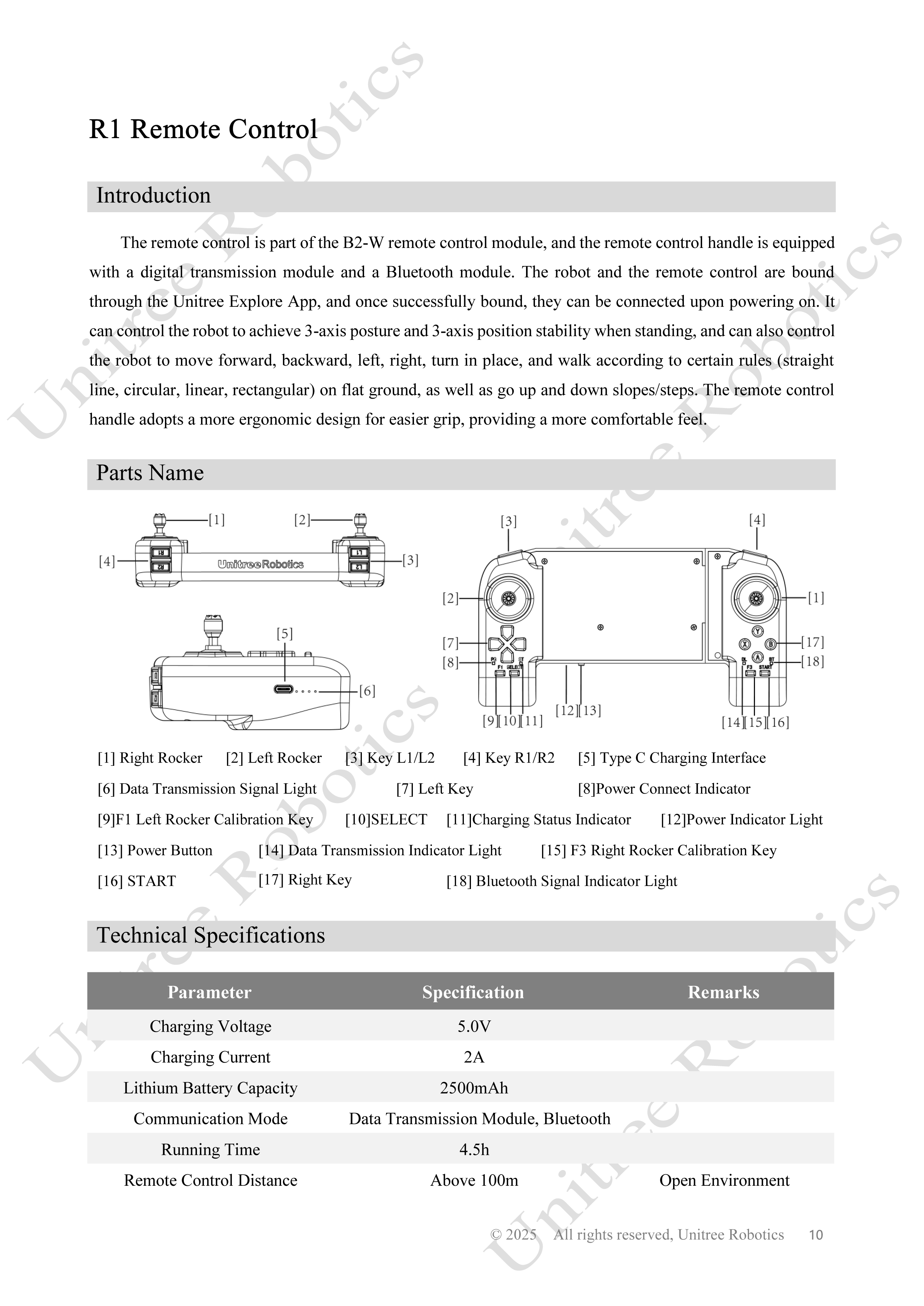 Unitree B2-W Remote Control Manual page 10