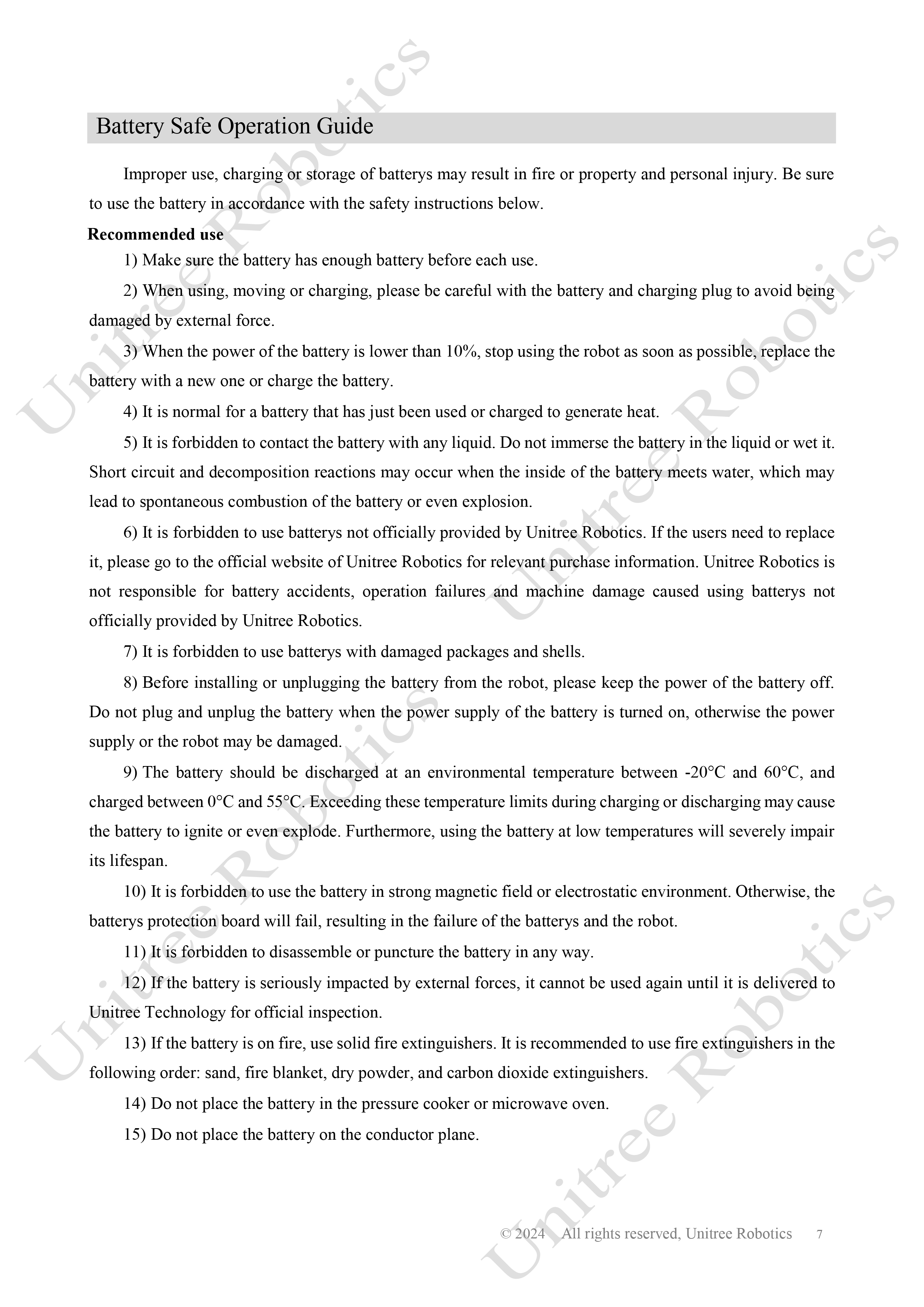 Unitree G1 Battery and Charger Manual page 7
