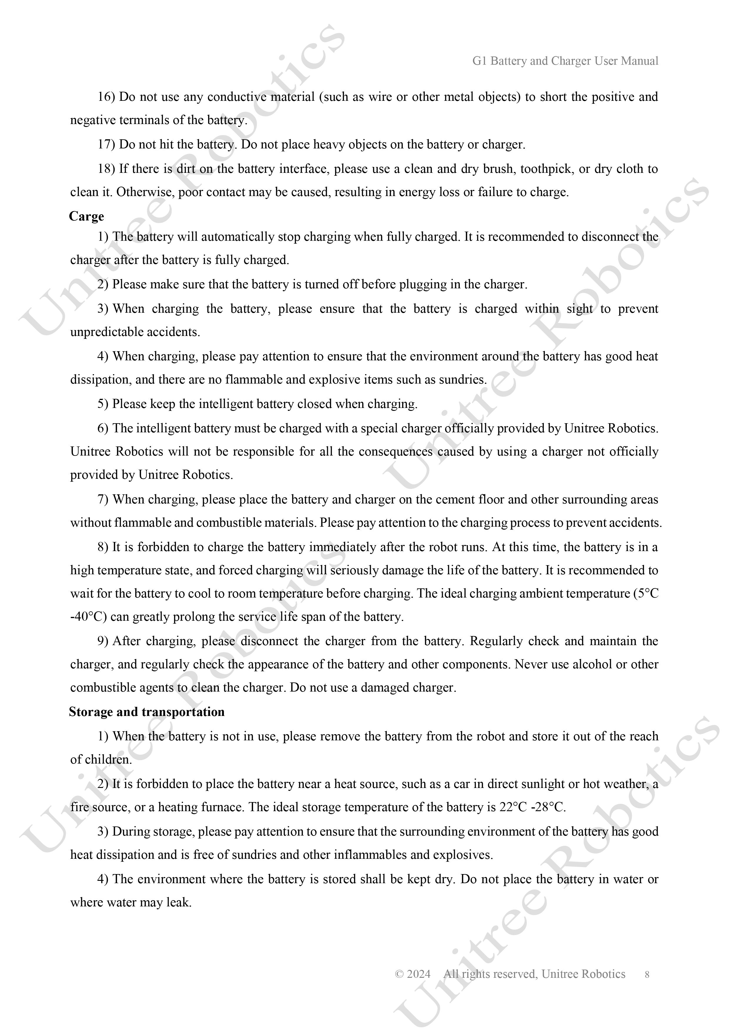Unitree G1 Battery and Charger Manual page 8