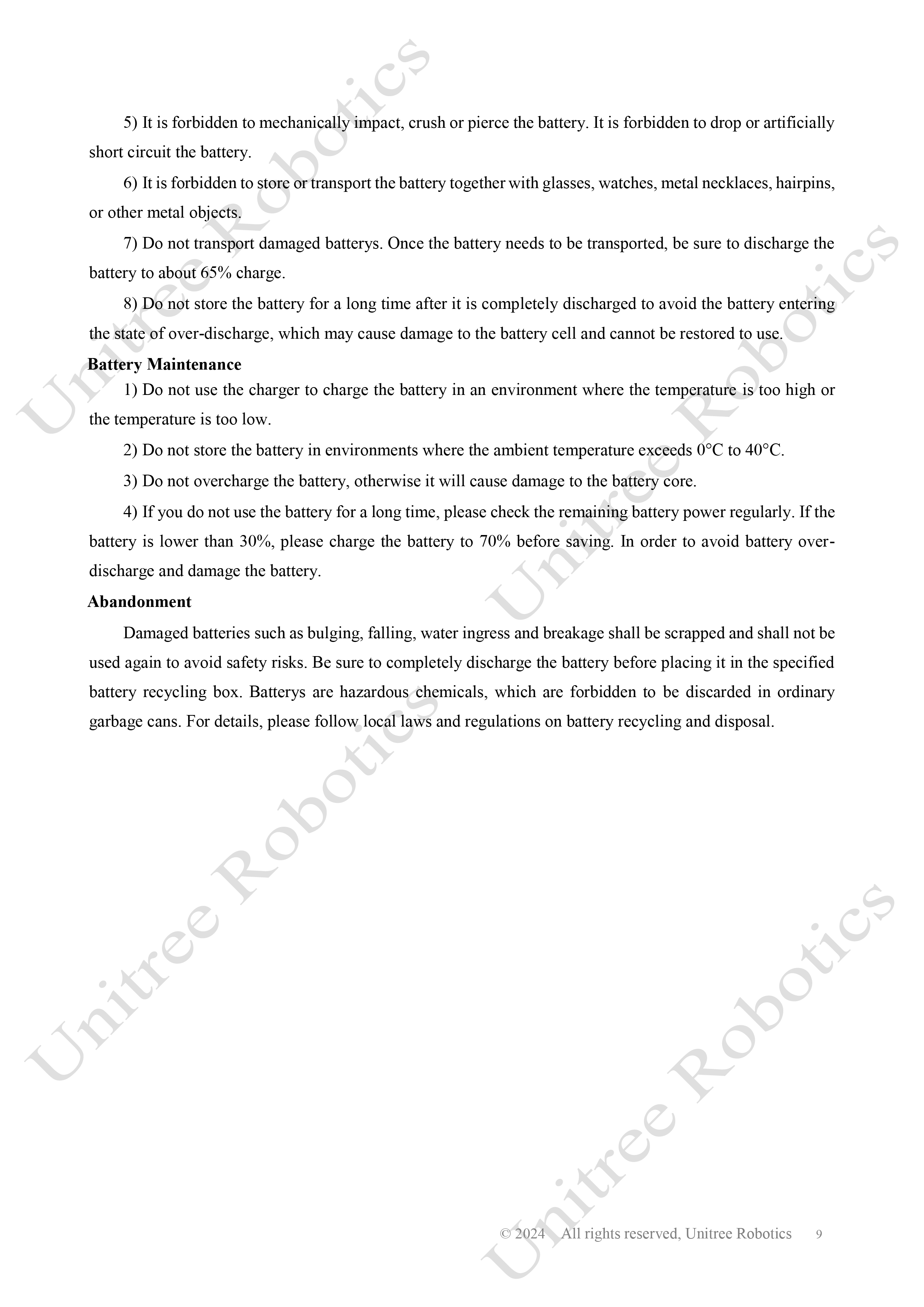 Unitree G1 Battery and Charger Manual page 9