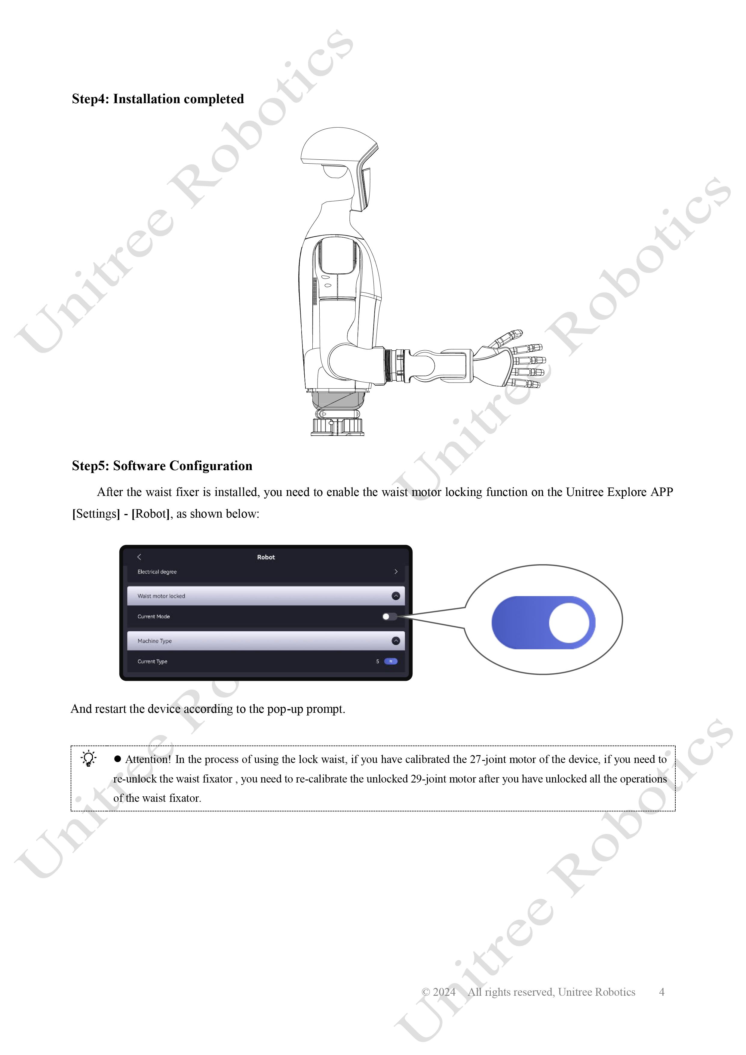 Unitree G1 EDU Waist Fastener Installation Manual page 4