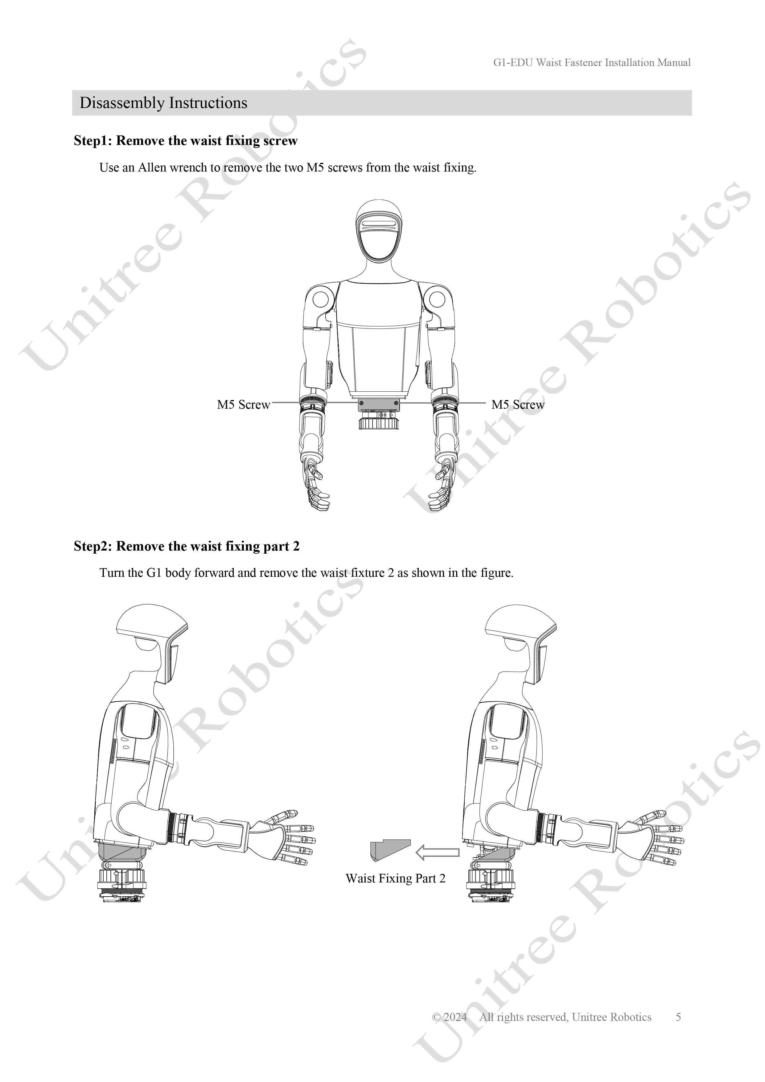 Unitree G1 EDU Waist Fastener Installation Manual page 5