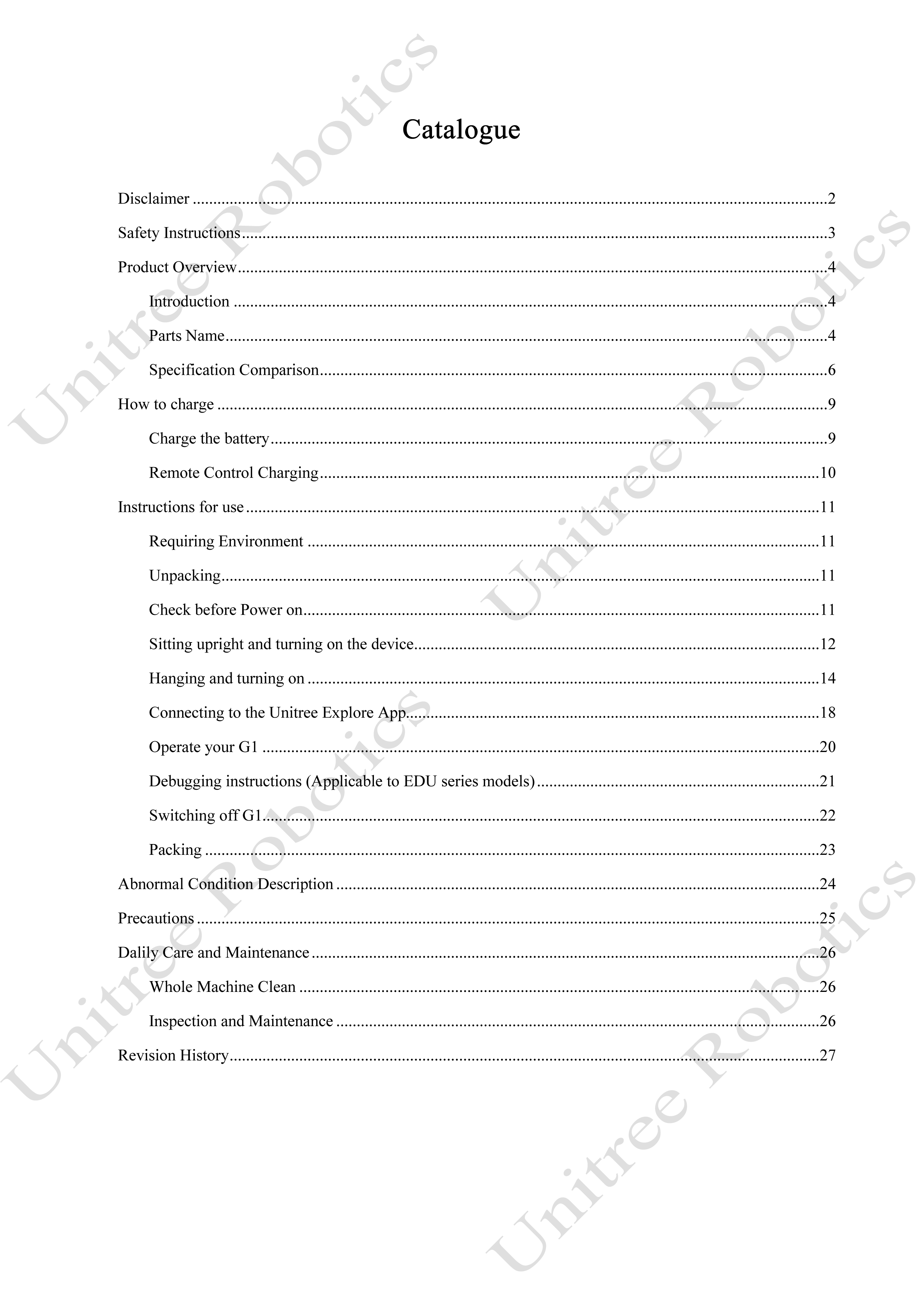 Unitree G1 Official User Manual page 2