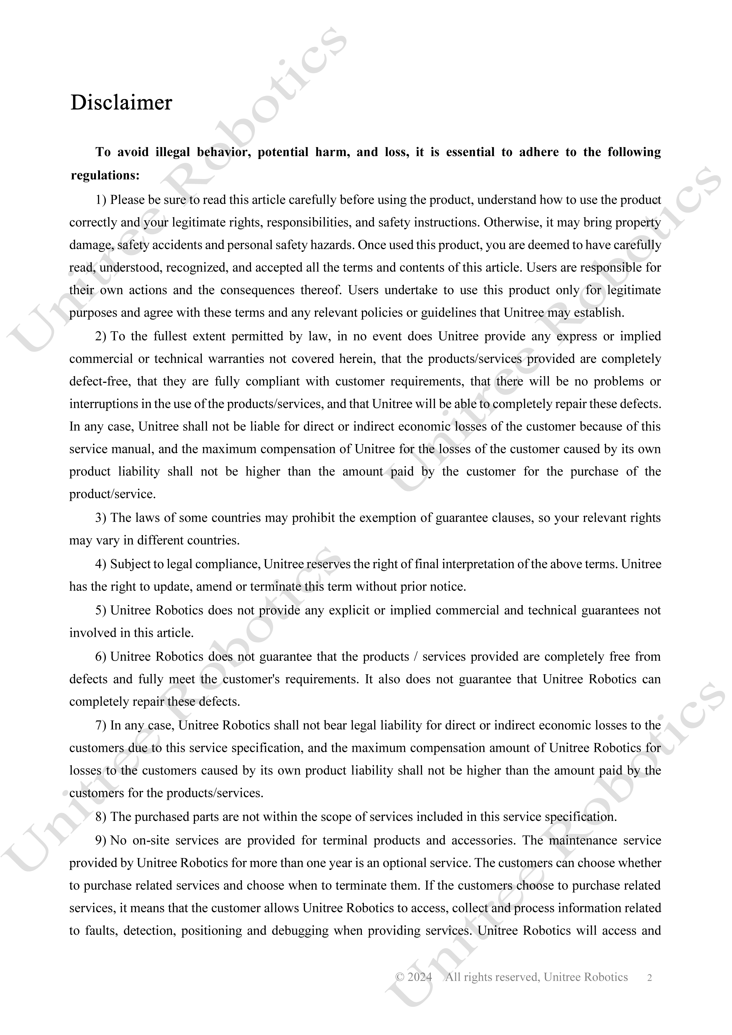 Unitree G1 Official User Manual page 3
