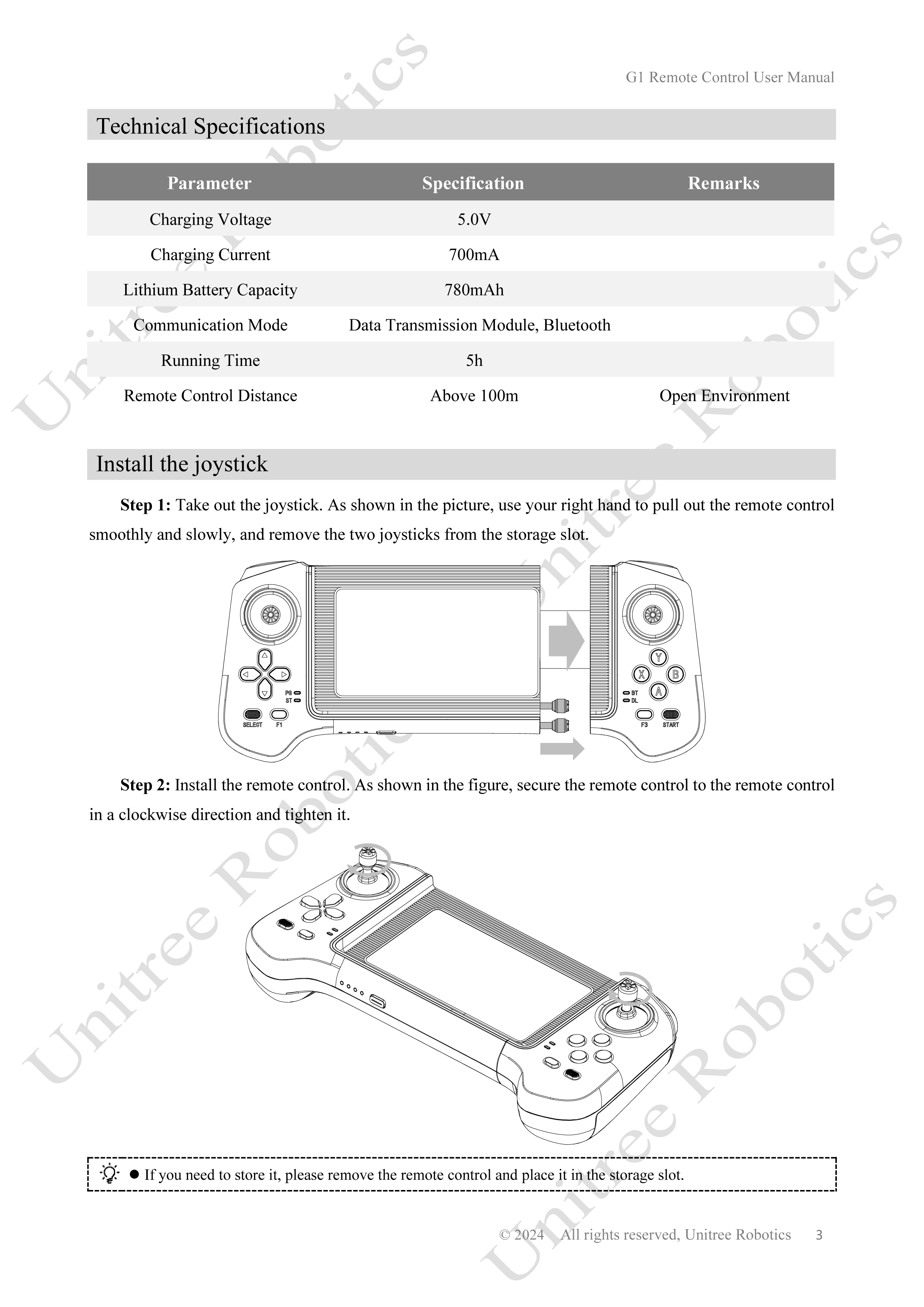Unitree G1 Remote Control Manual page 3