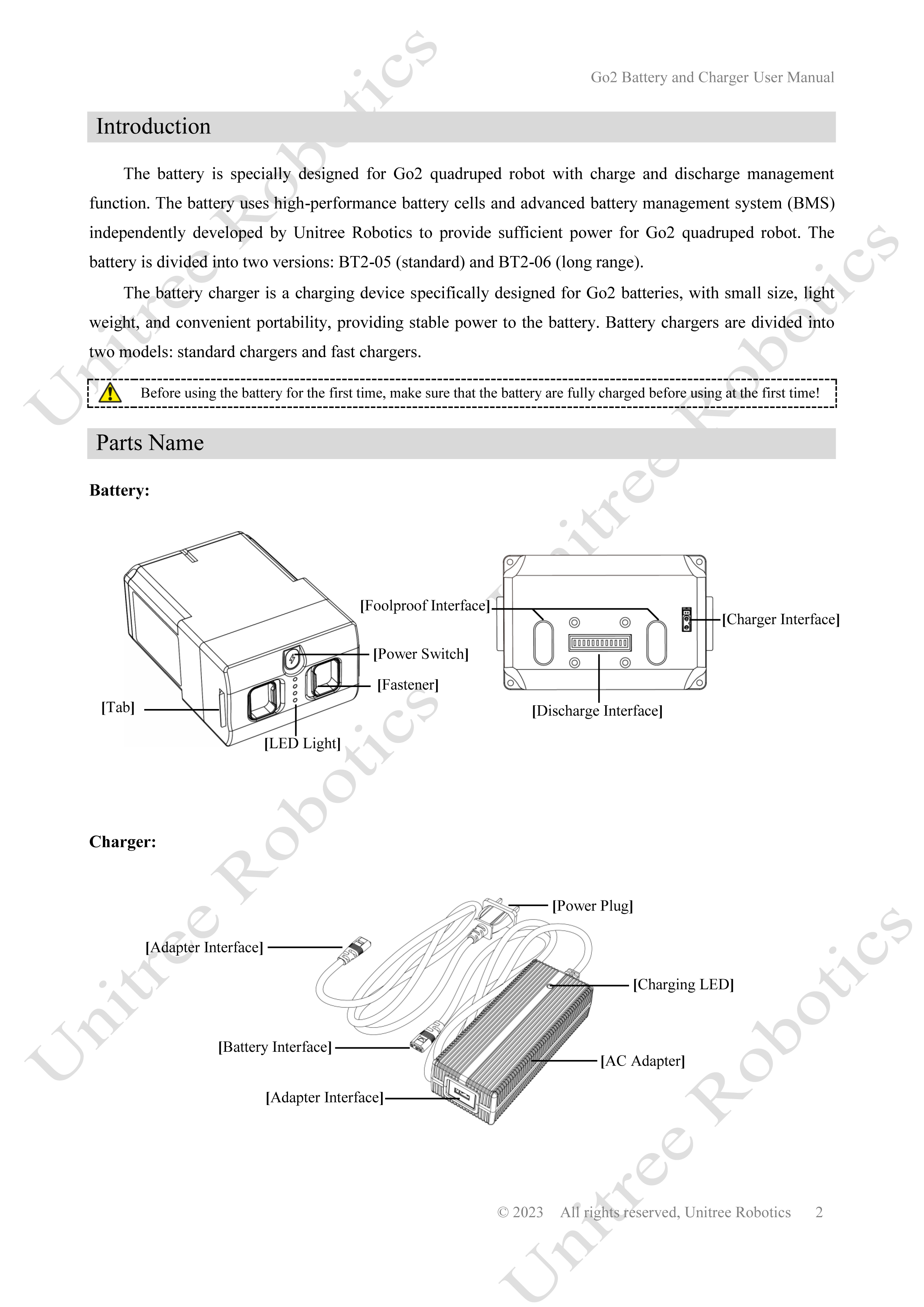Unitree Go2 Battery and Charger Manual page 2