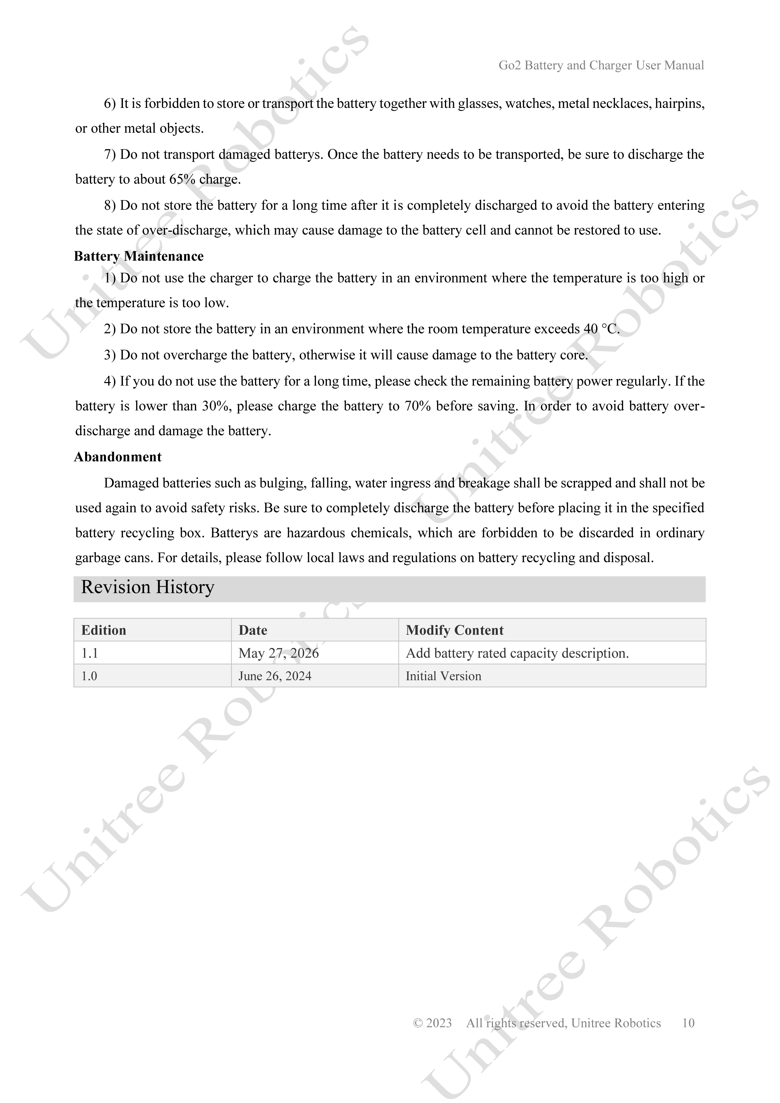 Unitree Go2 Battery and Charger Manual page 10