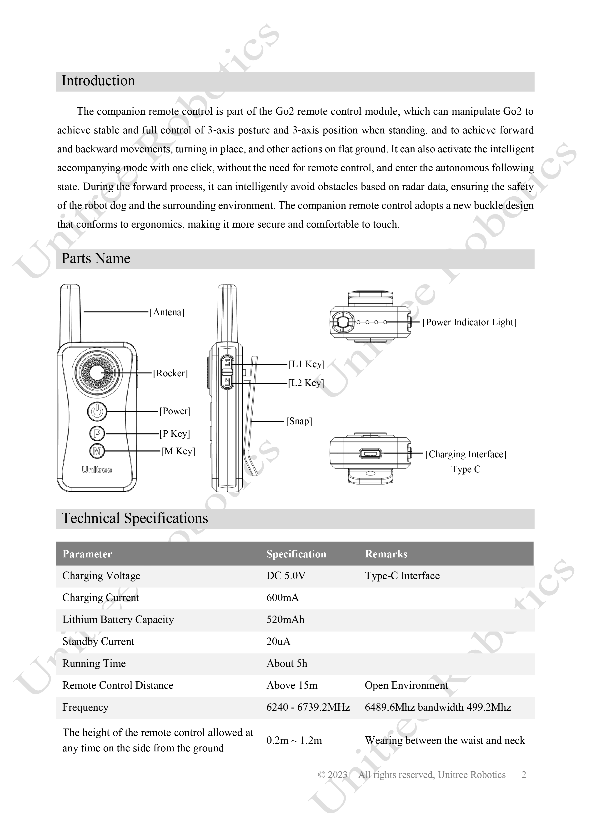 Unitree Go2 Companion Remote Control Manual page 2