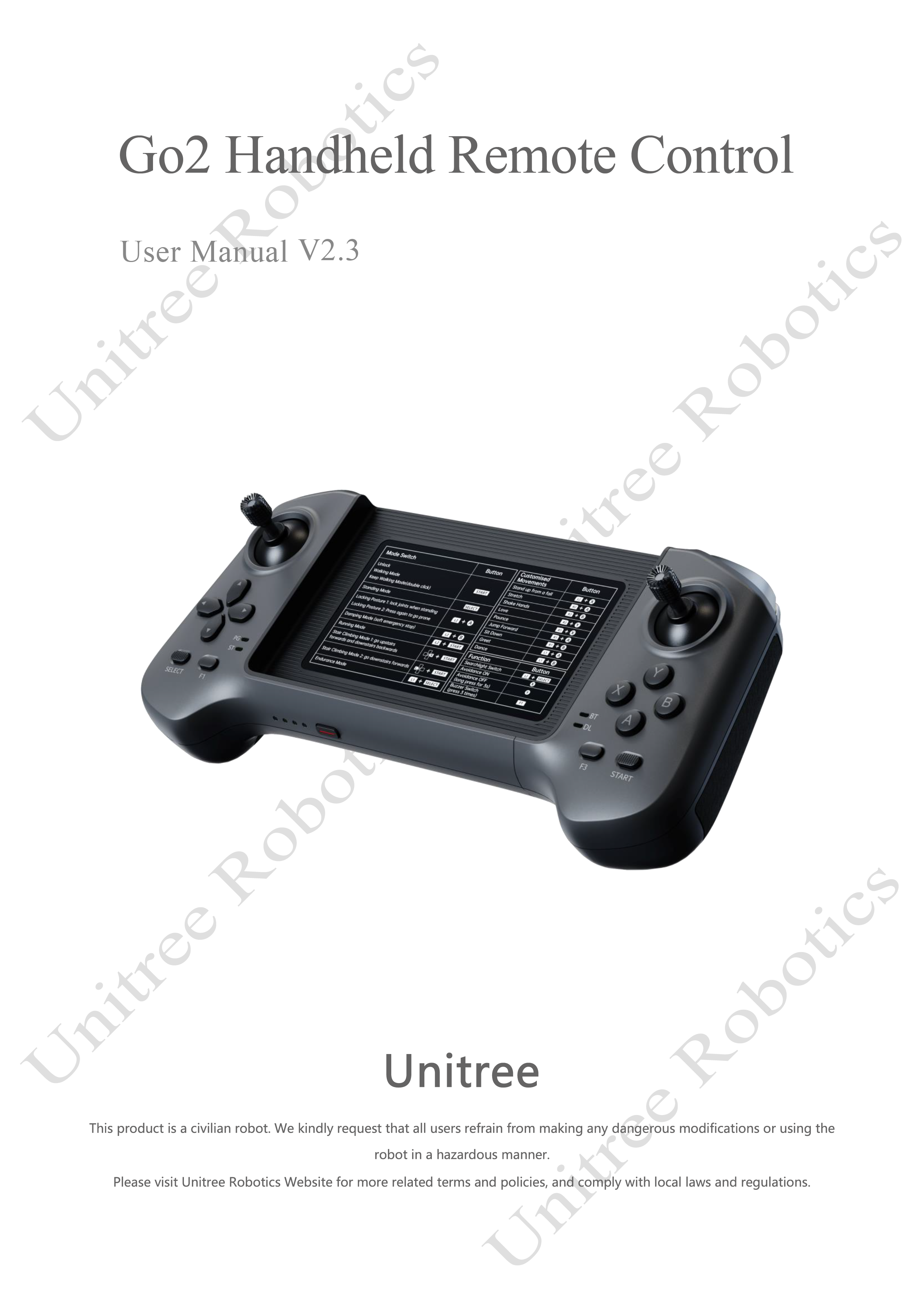 Unitree Go2 Handheld Remote Control Manual page 1