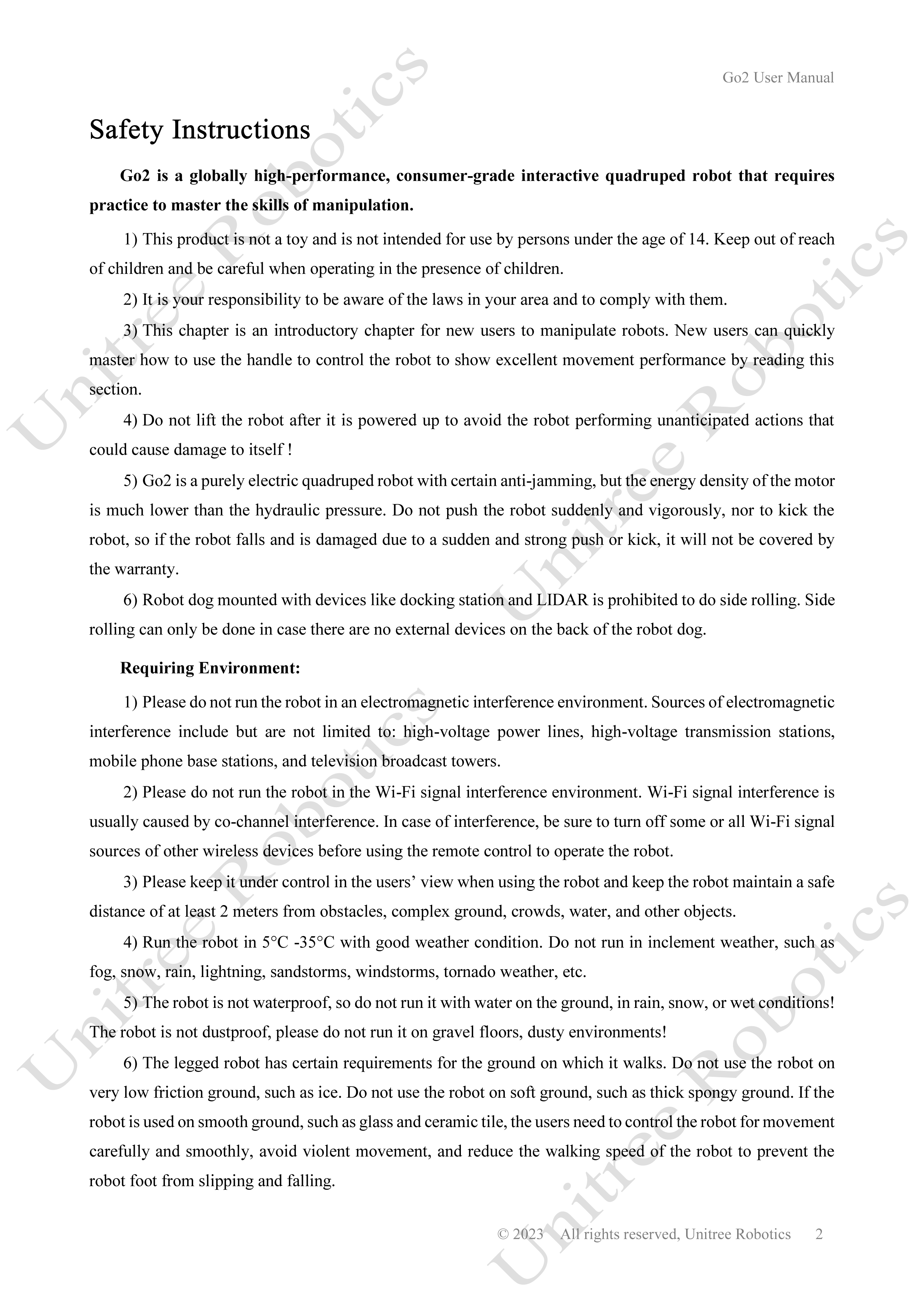 Unitree Go2 Official User Manual page 2