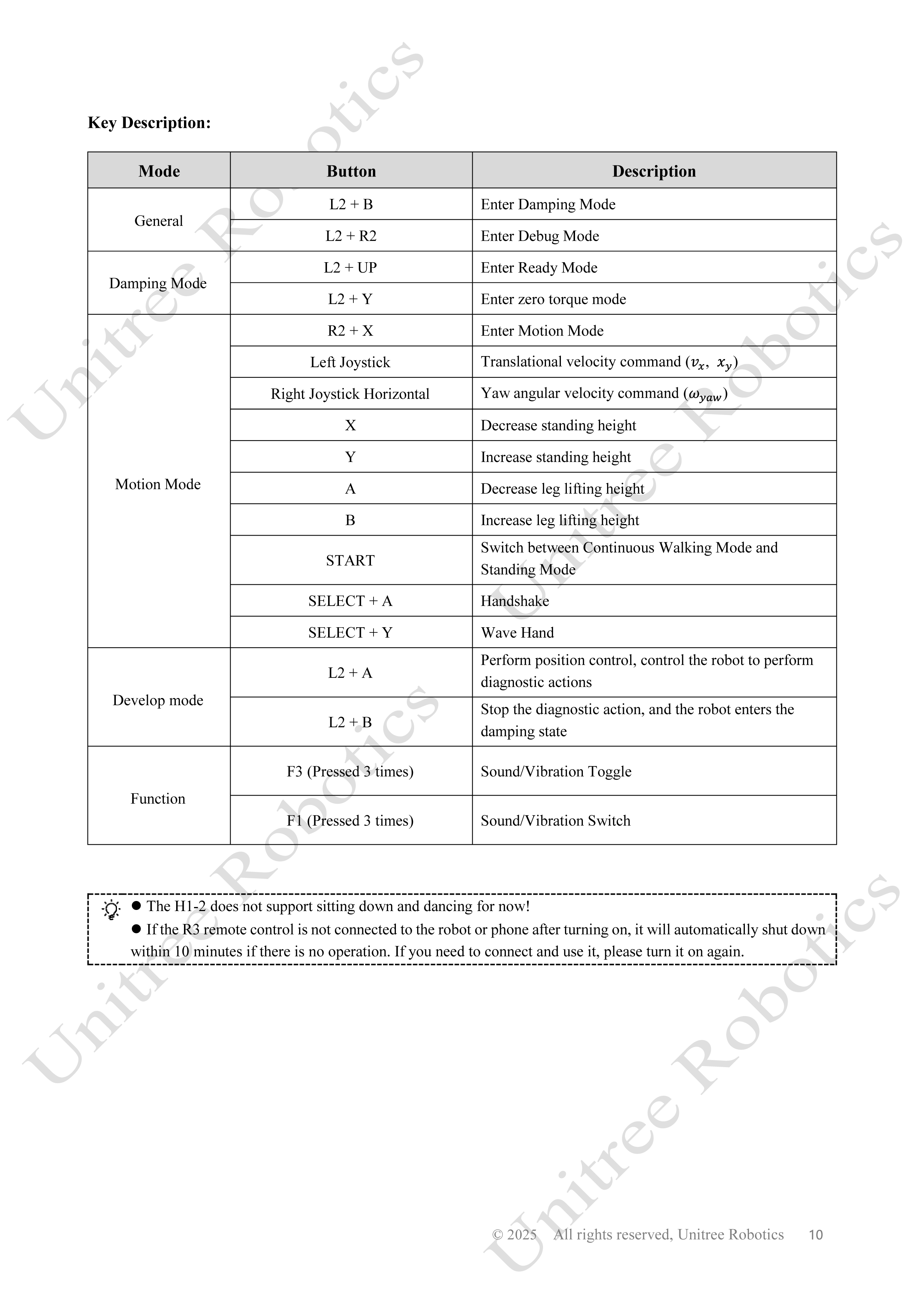 Unitree H1-2 Remote Control Manual page 10