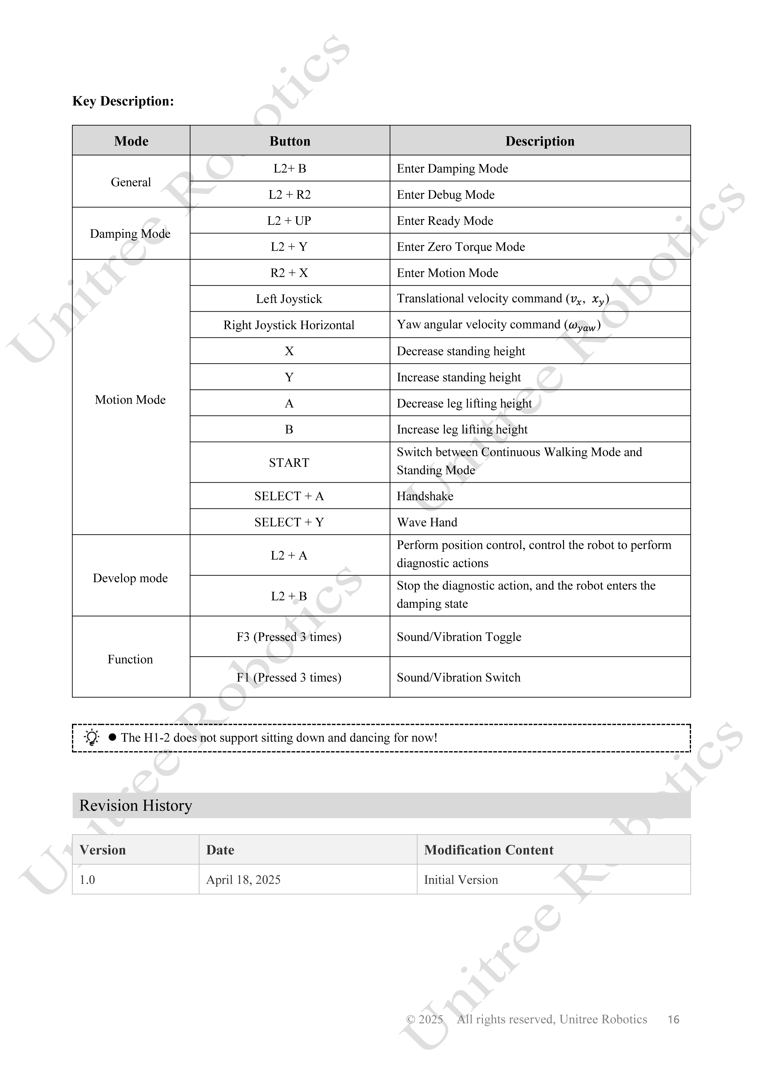 Unitree H1-2 Remote Control Manual page 16