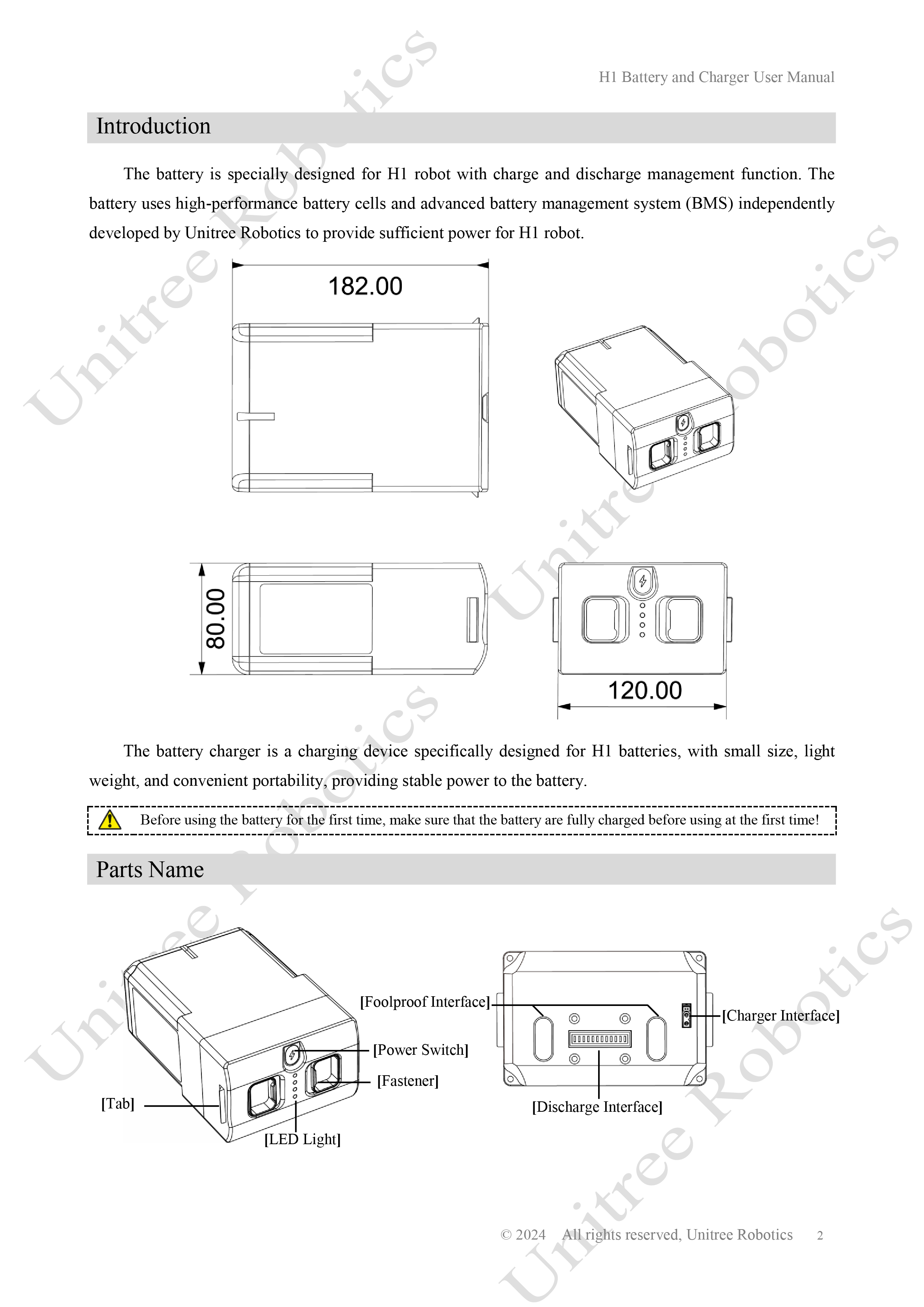Unitree H1 Battery and Charger Manual page 2