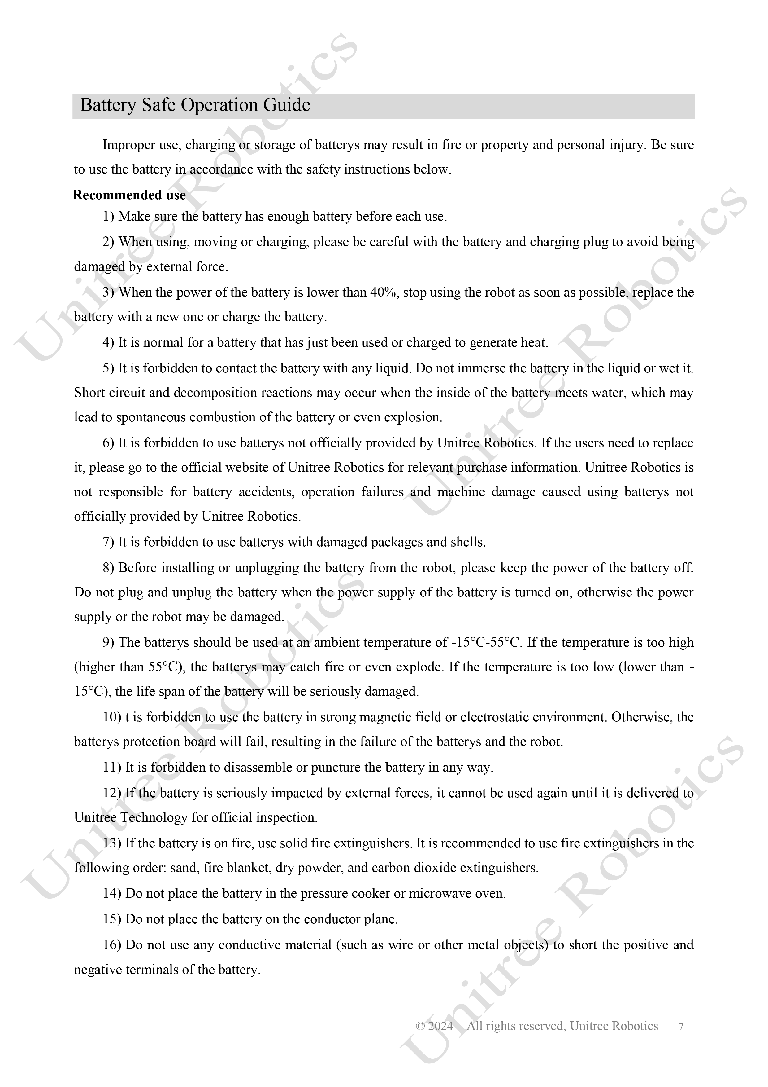 Unitree H1 Battery and Charger Manual page 7