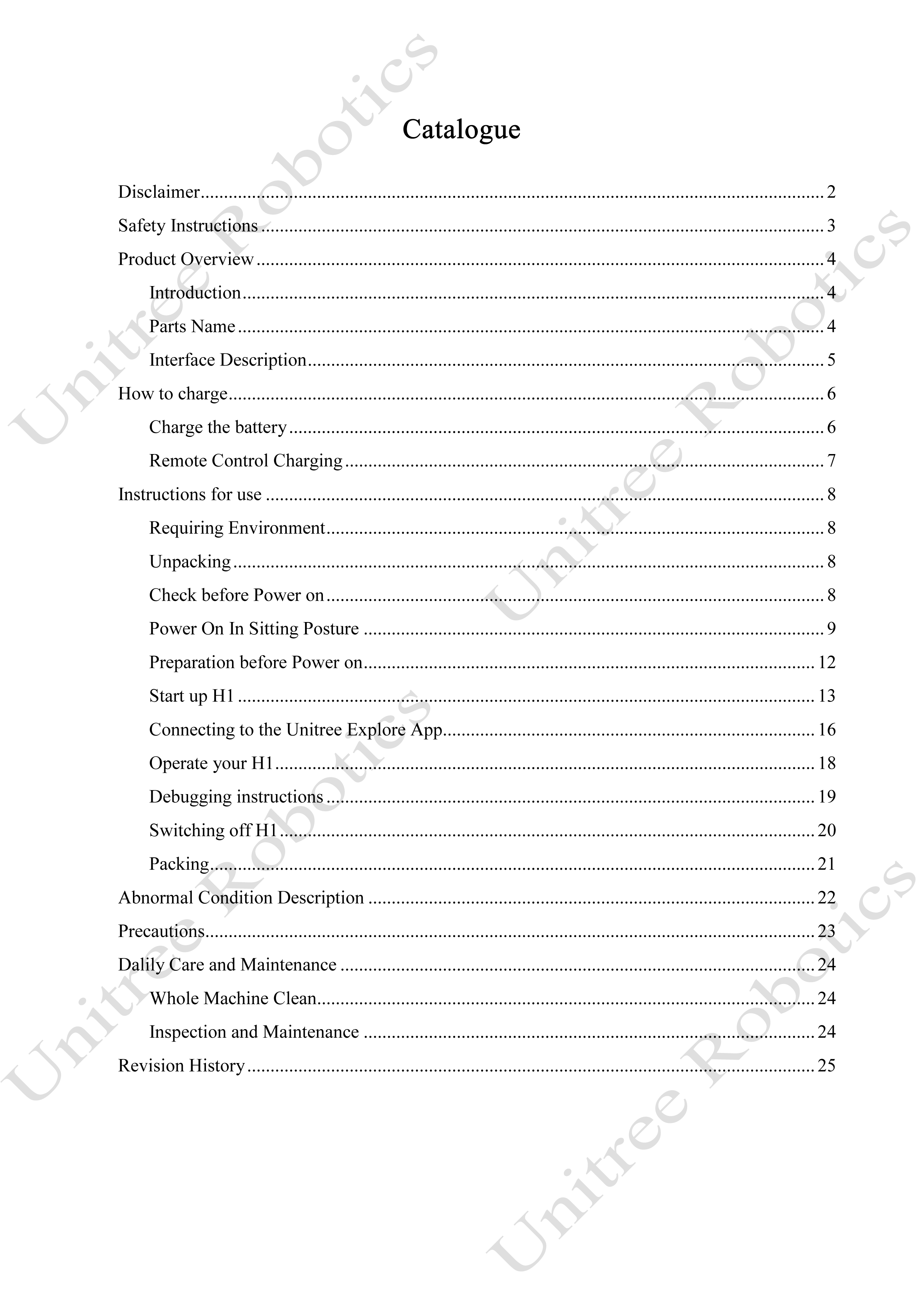 Unitree H1 Official User Manual page 2