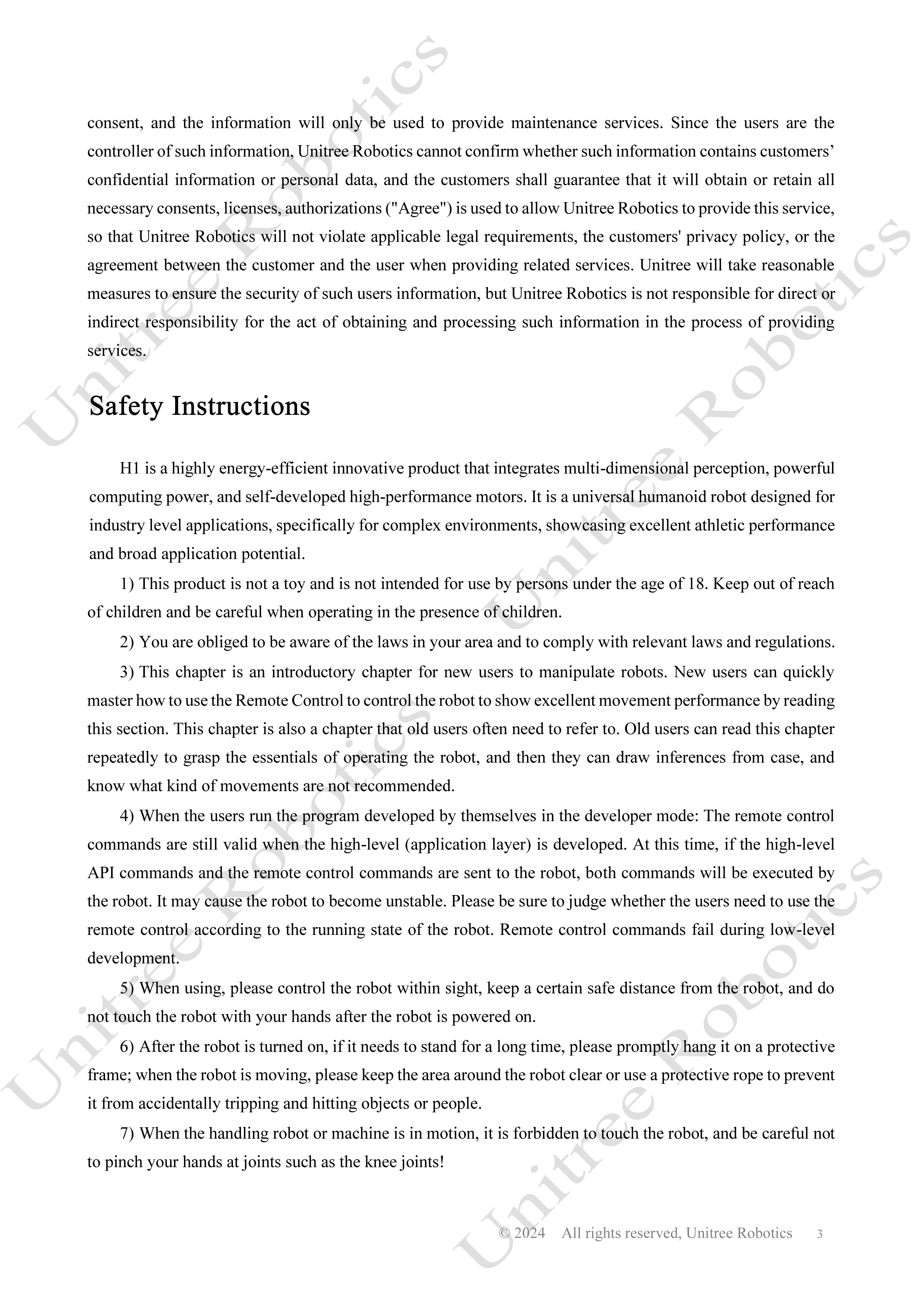 Unitree H1 Official User Manual page 4