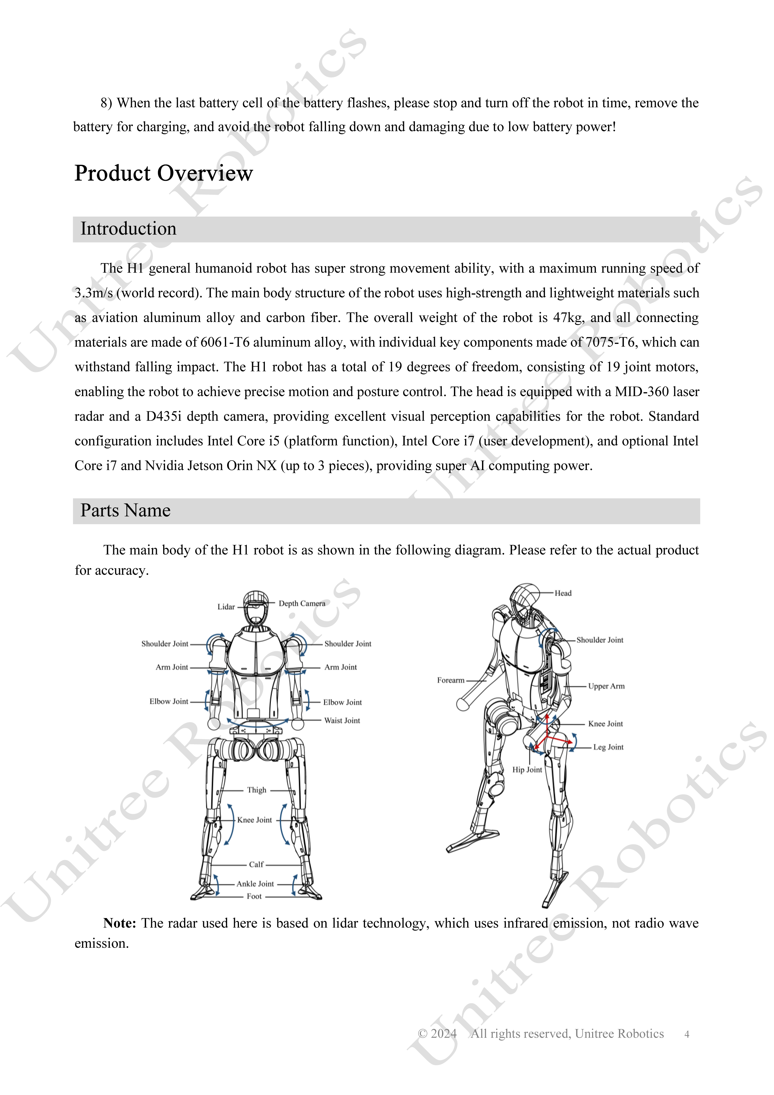 Unitree H1 Official User Manual page 5