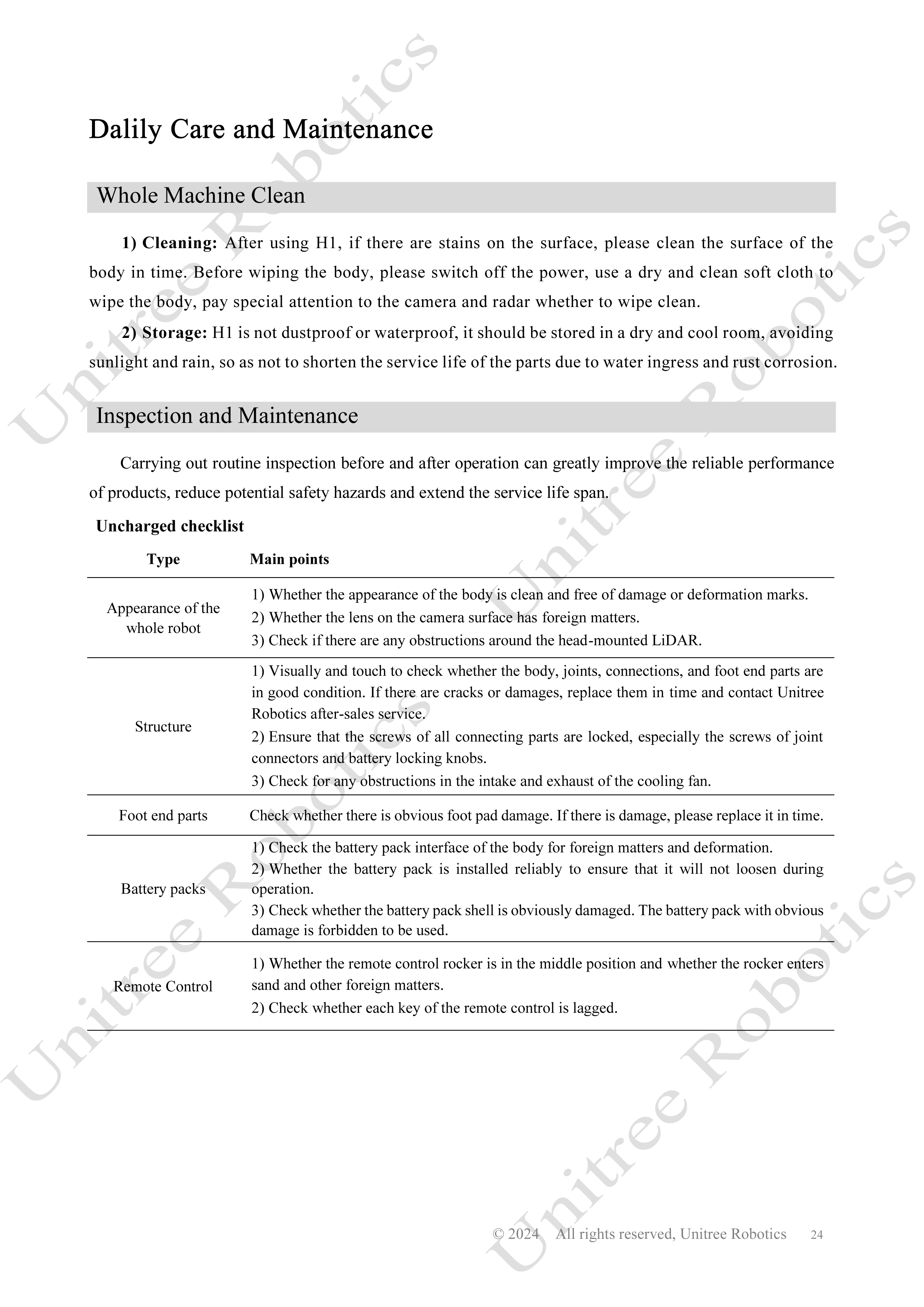 Unitree H1 Official User Manual page 25