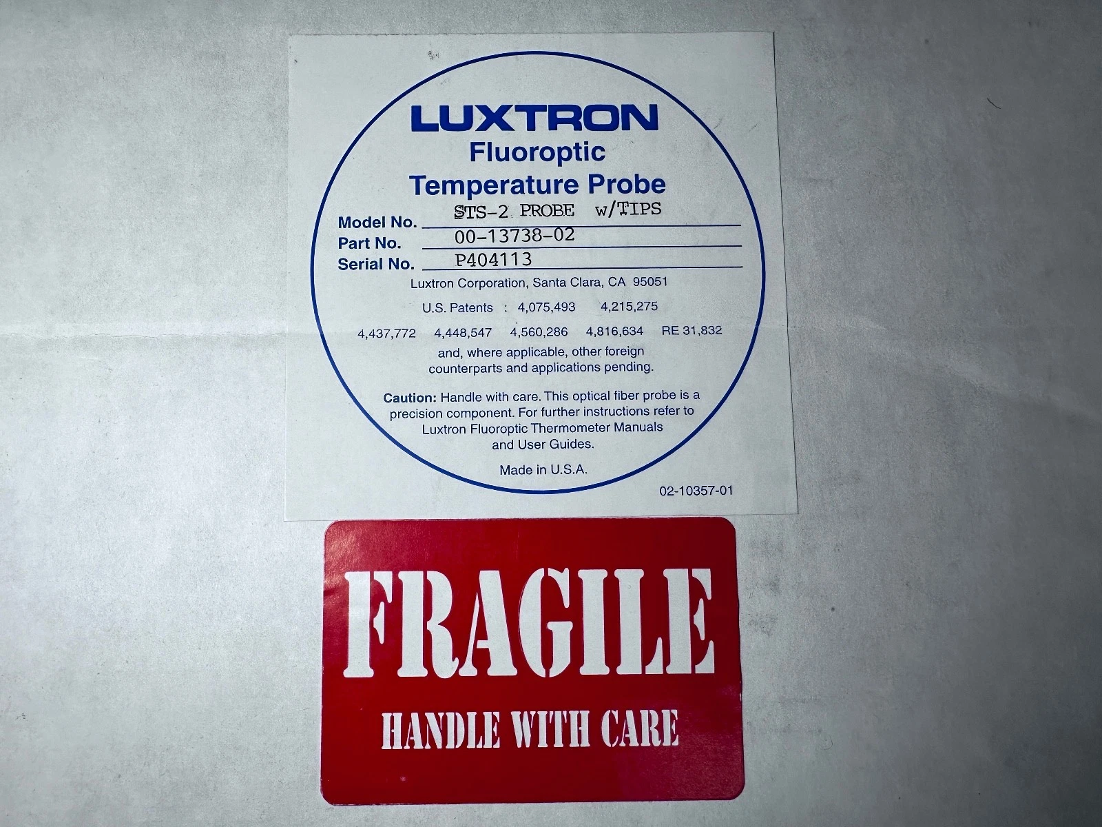 LUXTRON 00-13738-02 Fluoroptic Temperature Probe STS-2M – New — photo 8 of 10