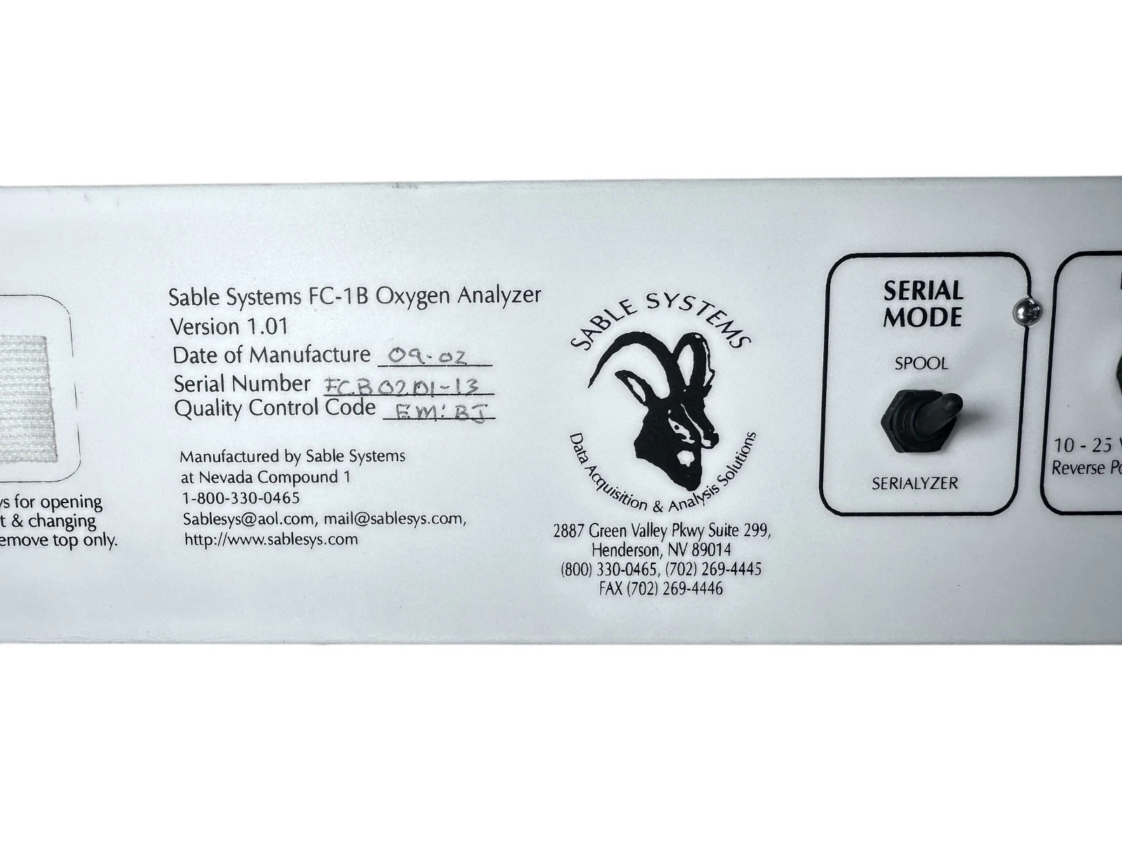 Sable Systems FC-1B Oxygen (O₂) Analyzer – Tested, Excellent Condition — photo 7 of 13