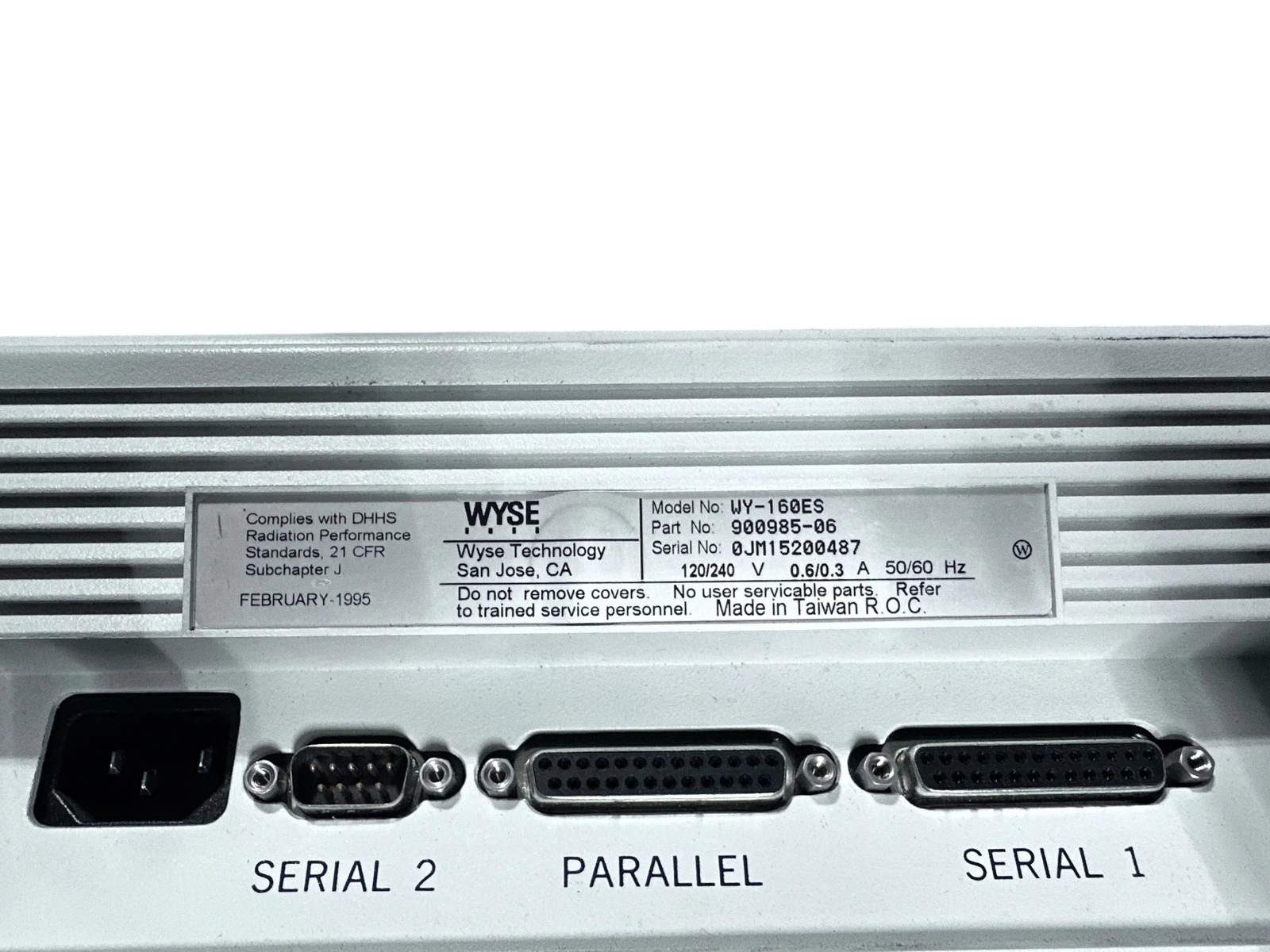 Wyse WY-160ES CRT Terminal Monitor – Serial & Parallel Ports – Tested Power On — photo 5 of 7