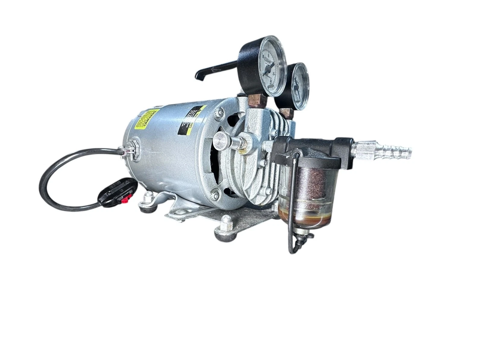 Gast Vacuum / Pressure Pump w/ GE Motor 1/6 HP | Dual Gauges | Laboratory Unit — photo 5 of 9