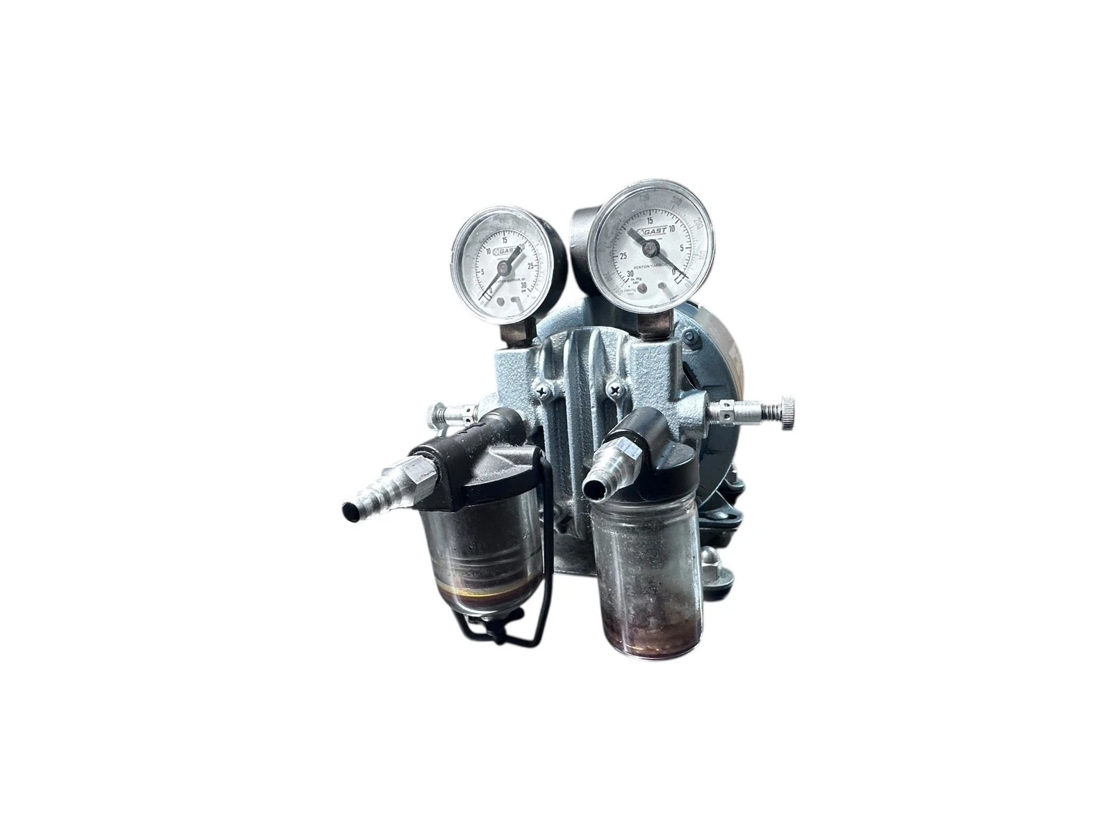 Gast Vacuum / Pressure Pump w/ GE Motor 1/6 HP | Dual Gauges | Laboratory Unit — photo 6 of 9