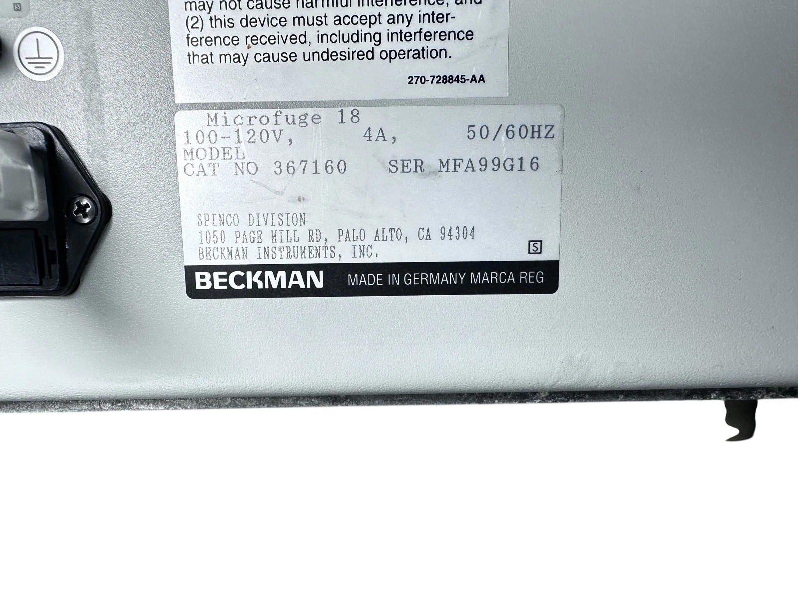 Beckman Microfuge 18 Centrifuge | Quiet Operation | Spins Up to Speed | Tested — photo 6 of 9