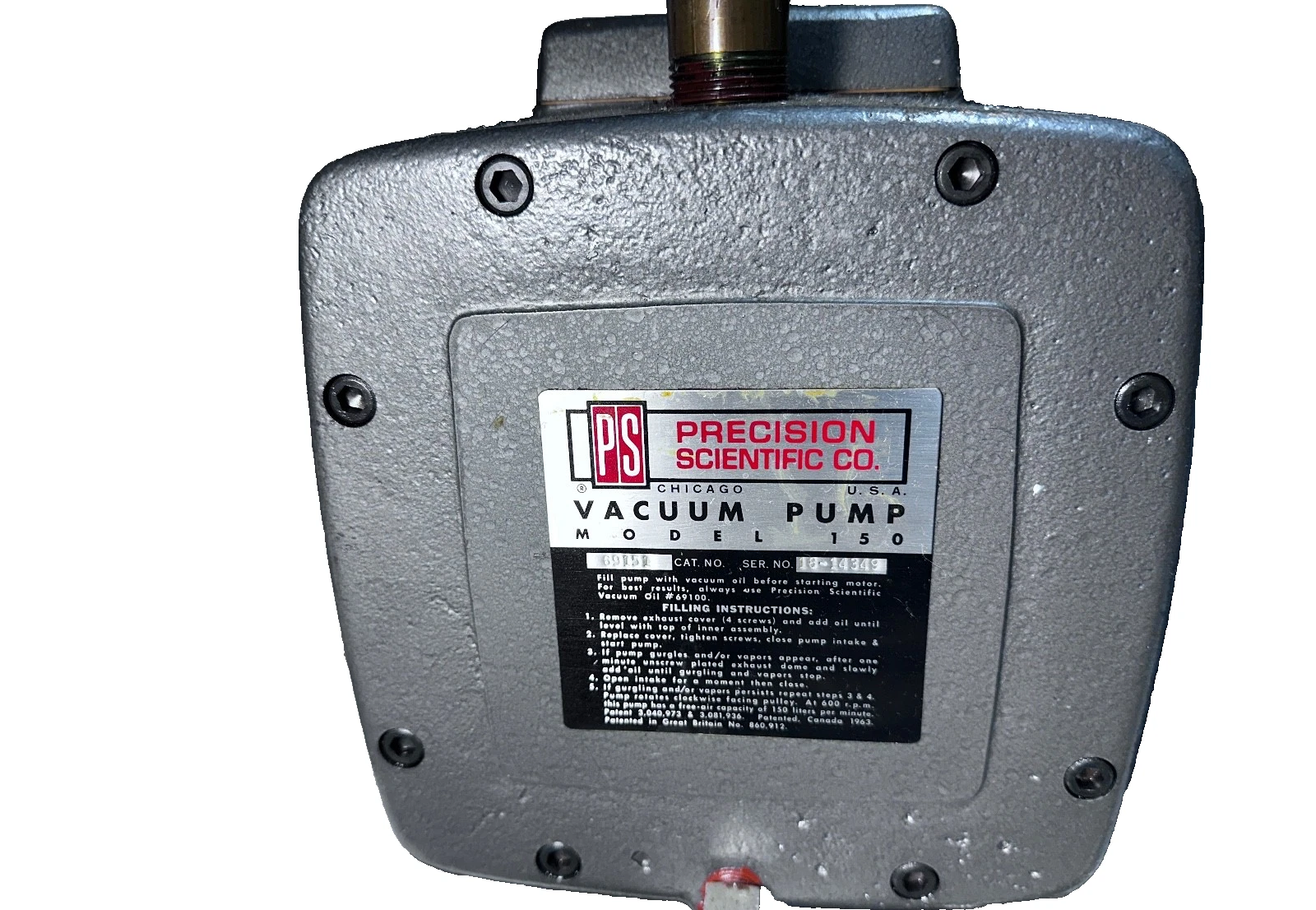 Precision Scientific Model 150 Vacuum Pump | GE 3/4 HP Motor | Tested — photo 7 of 9