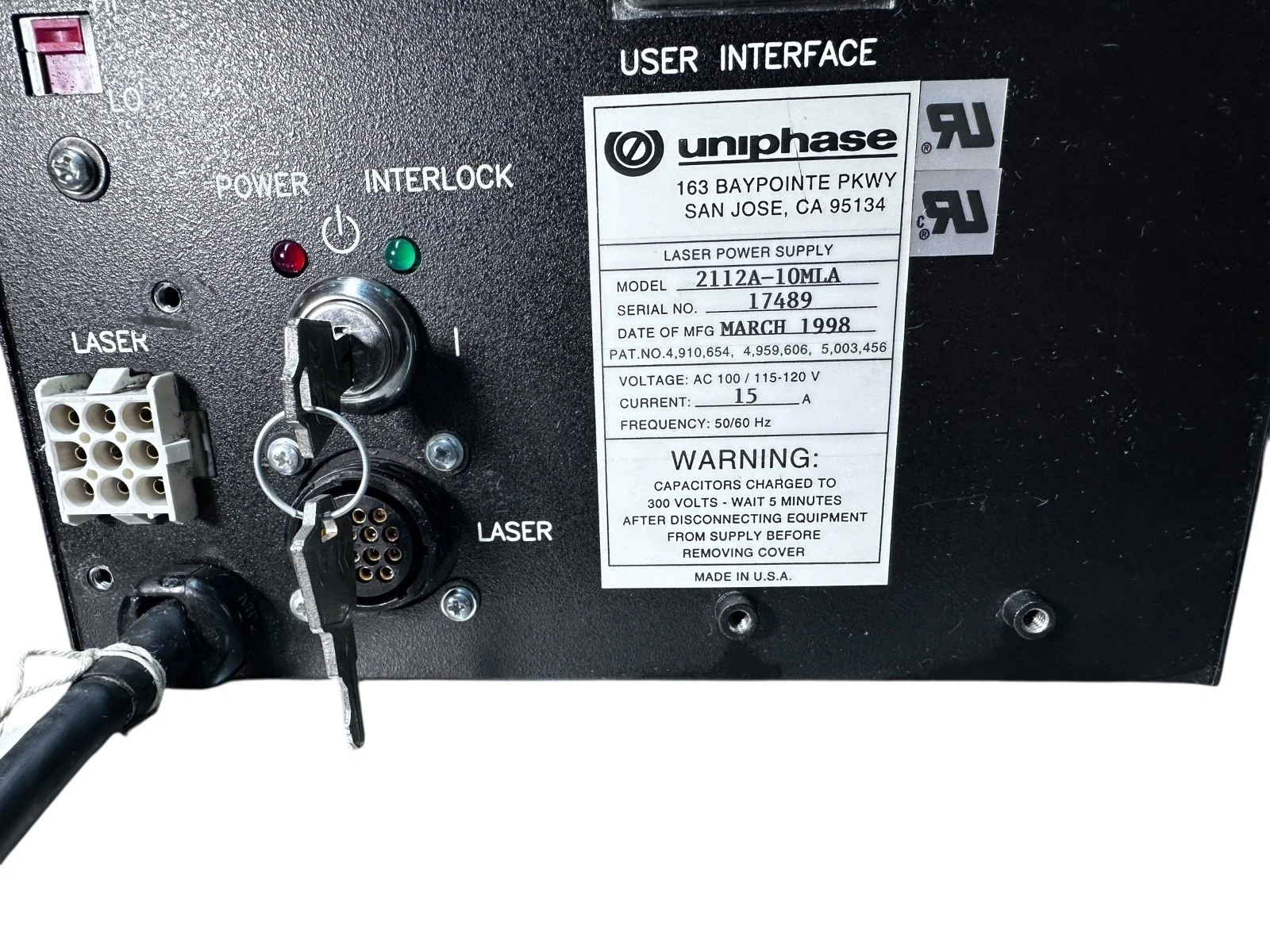 Uniphase 2112A-10MLA Laser Power Supply | Tested | With Key | Works — photo 3 of 7