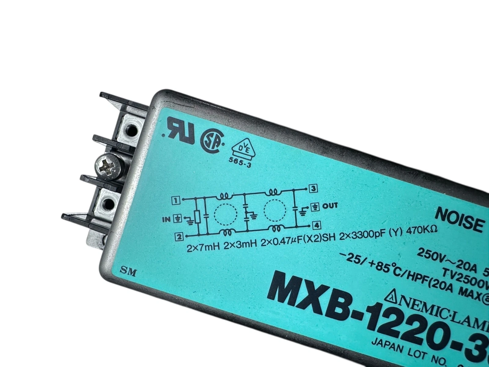 Nemic Lambda MXB-1220-33 Noise Filter | 250V 20A EMI/RFI Line Filter | Japan — photo 2 of 5