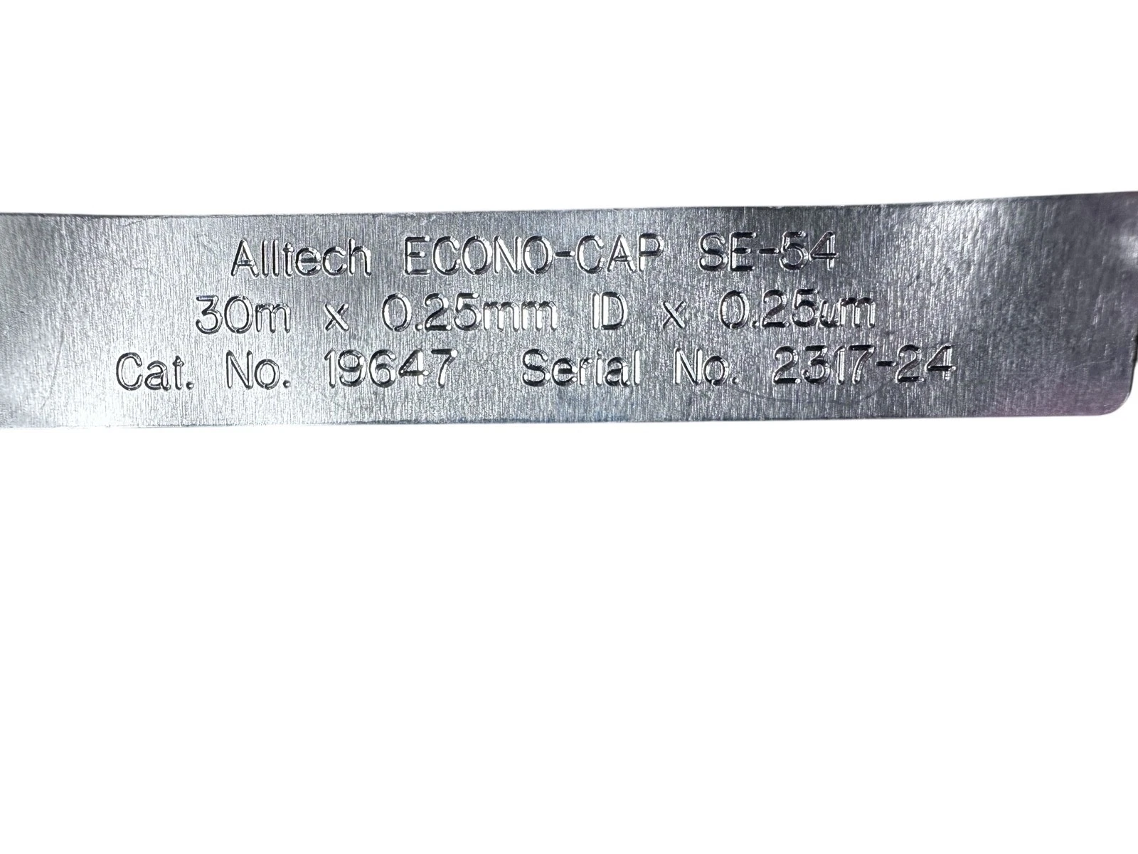 Alltech ECONO-CAP SE-54 GC Column – 30 m × 0.25 mm ID × 0.25 µm – Cat. No. 19647 — photo 2 of 3
