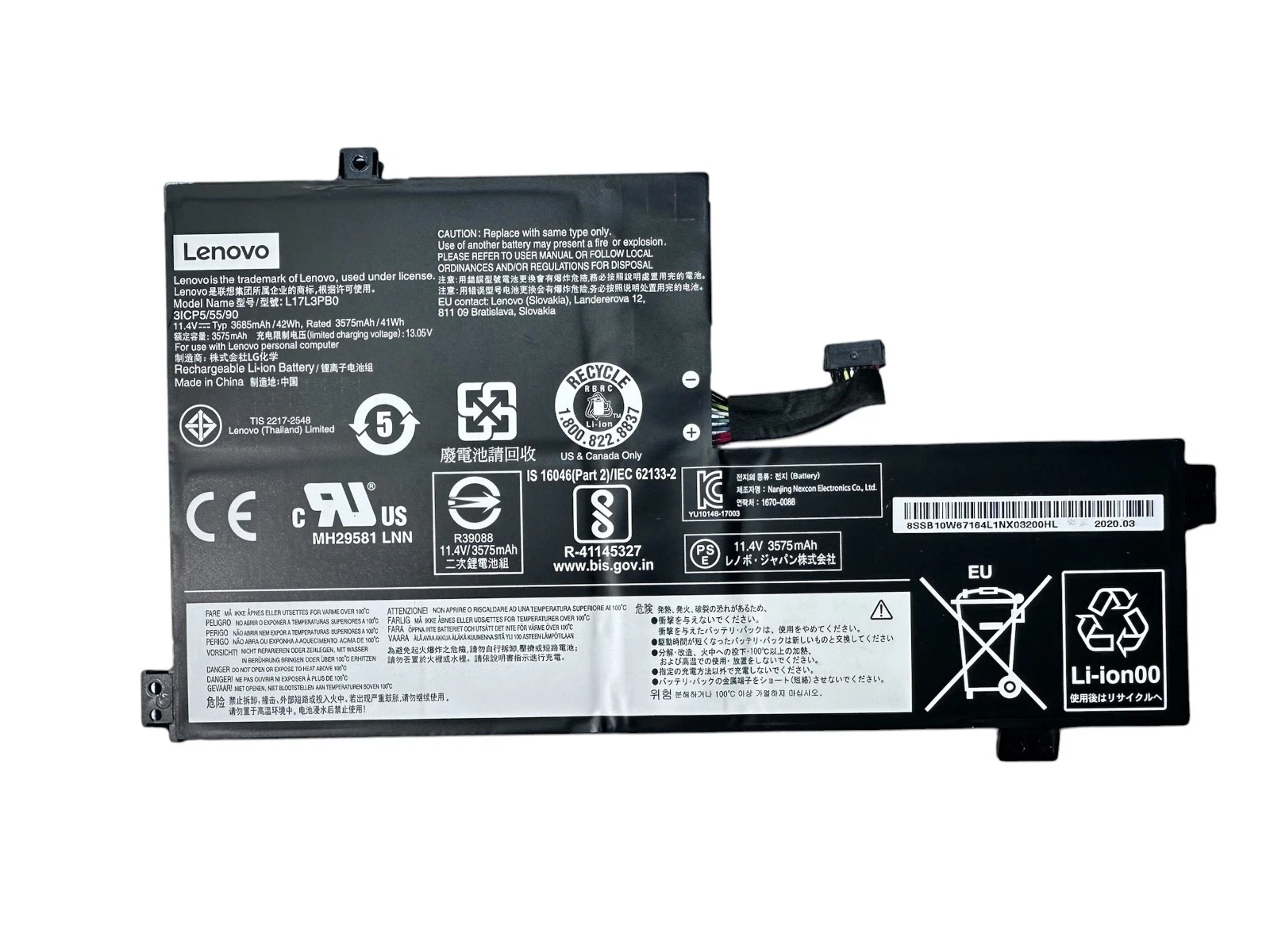 Genuine Lenovo L17L3PB0 Battery 42Wh 11.4V 5B10S75394 for 100e 300e 500e Chromeb — photo 5 of 5