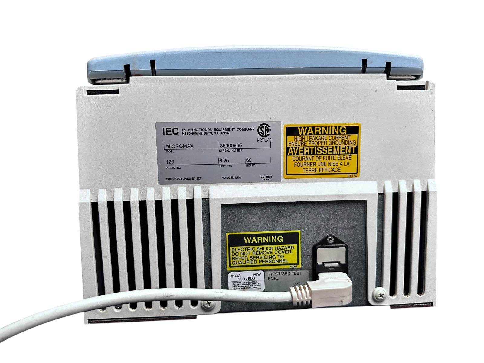 IEC Micromax High-Speed Benchtop Centrifuge w/ Rotor 851 – 15000 RPM, 120V — photo 6 of 9