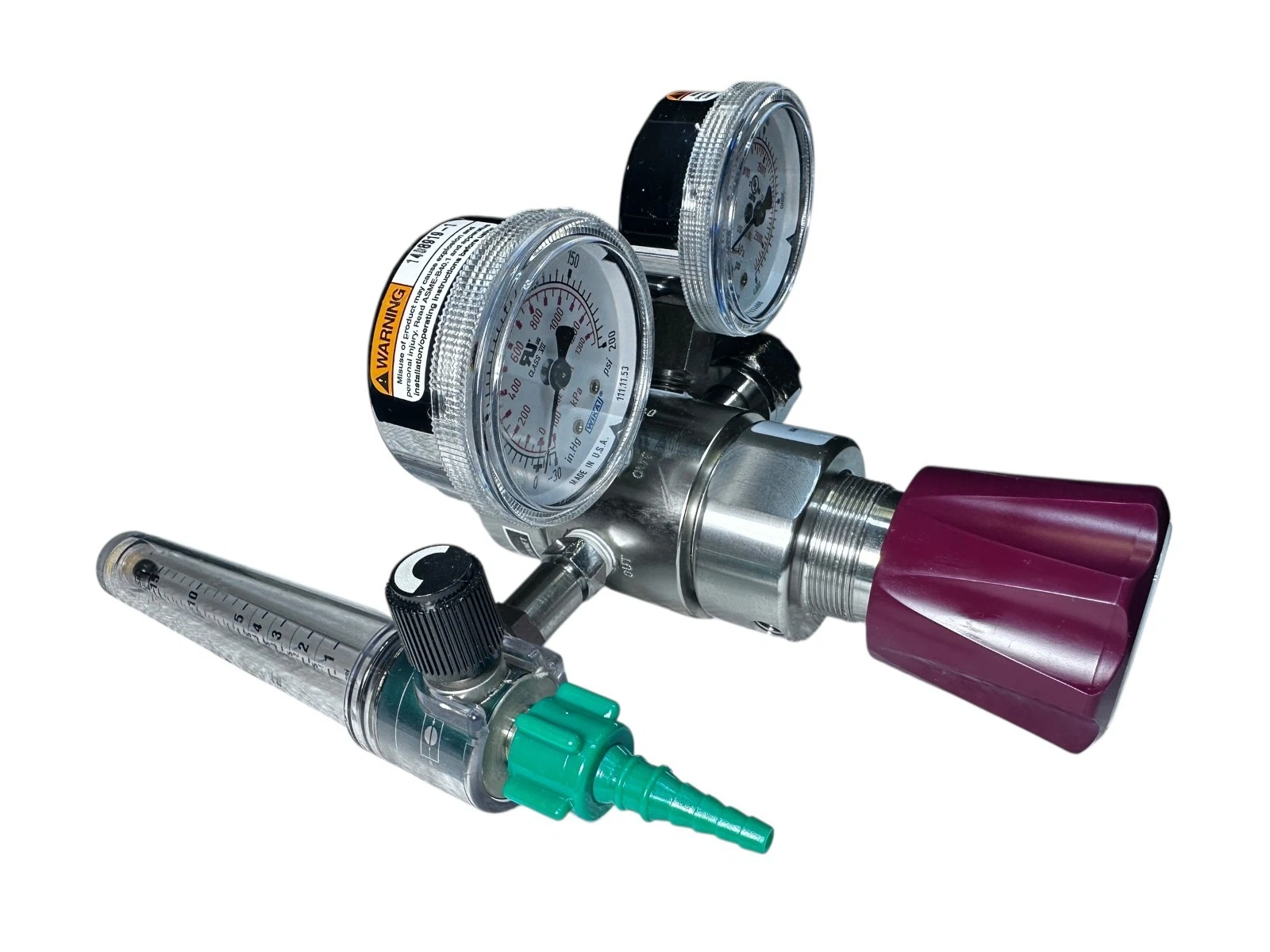 ProStar PRS301233 Regulator 3000 PSI 100 PSI WIKA Dual Gauge Ohmeda Flowmeter — photo 4 of 17