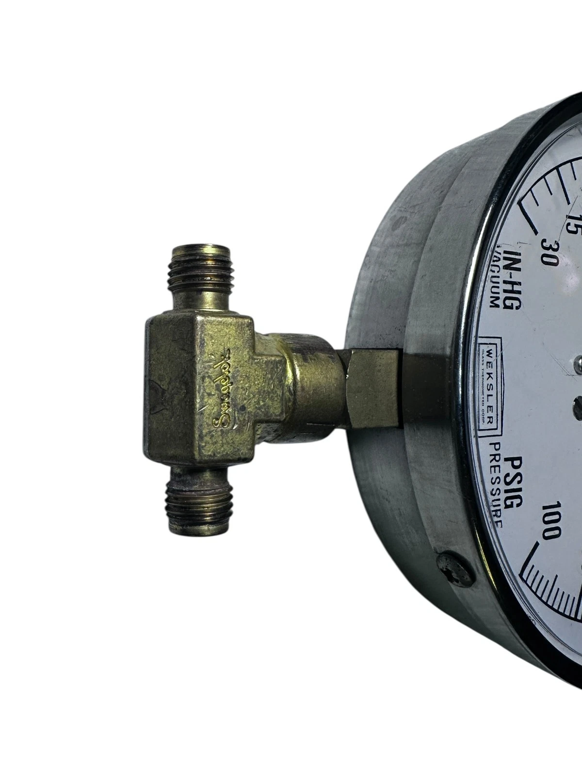 Weksler 4.5" Pressure Vacuum Gauge 0-100 PSIG / 30 IN-HG W/Fittings Tested — photo 4 of 6