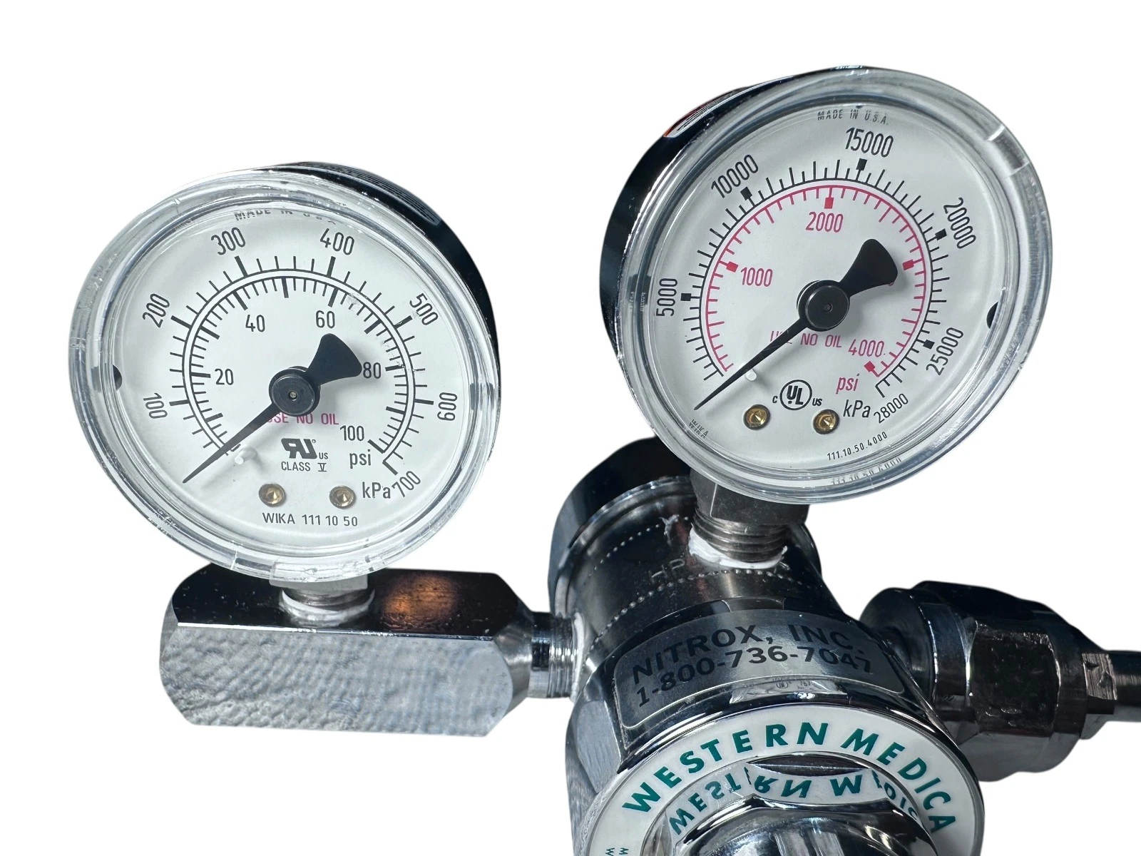 Western Medica M1-540-PG Oxygen Regulator 0–100 PSI Adj Dual Gauge CGA-540 — photo 2 of 9