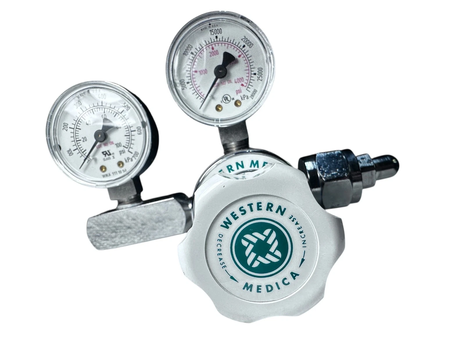 Western Medica M1-540-PG Oxygen Regulator 0–100 PSI Adj Dual Gauge CGA-540 — photo 8 of 9
