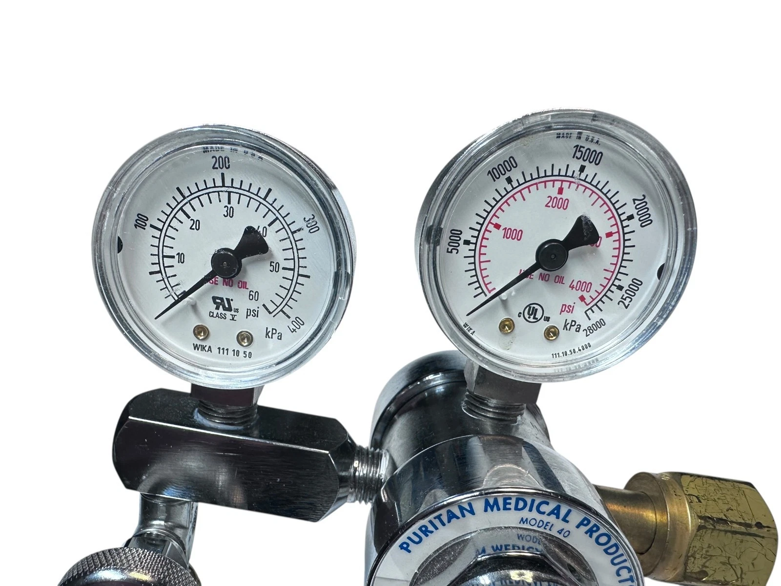 Puritan Medical Products Model 40 Gas Regulator Dual Gauge 4000 PSI USA — photo 4 of 8