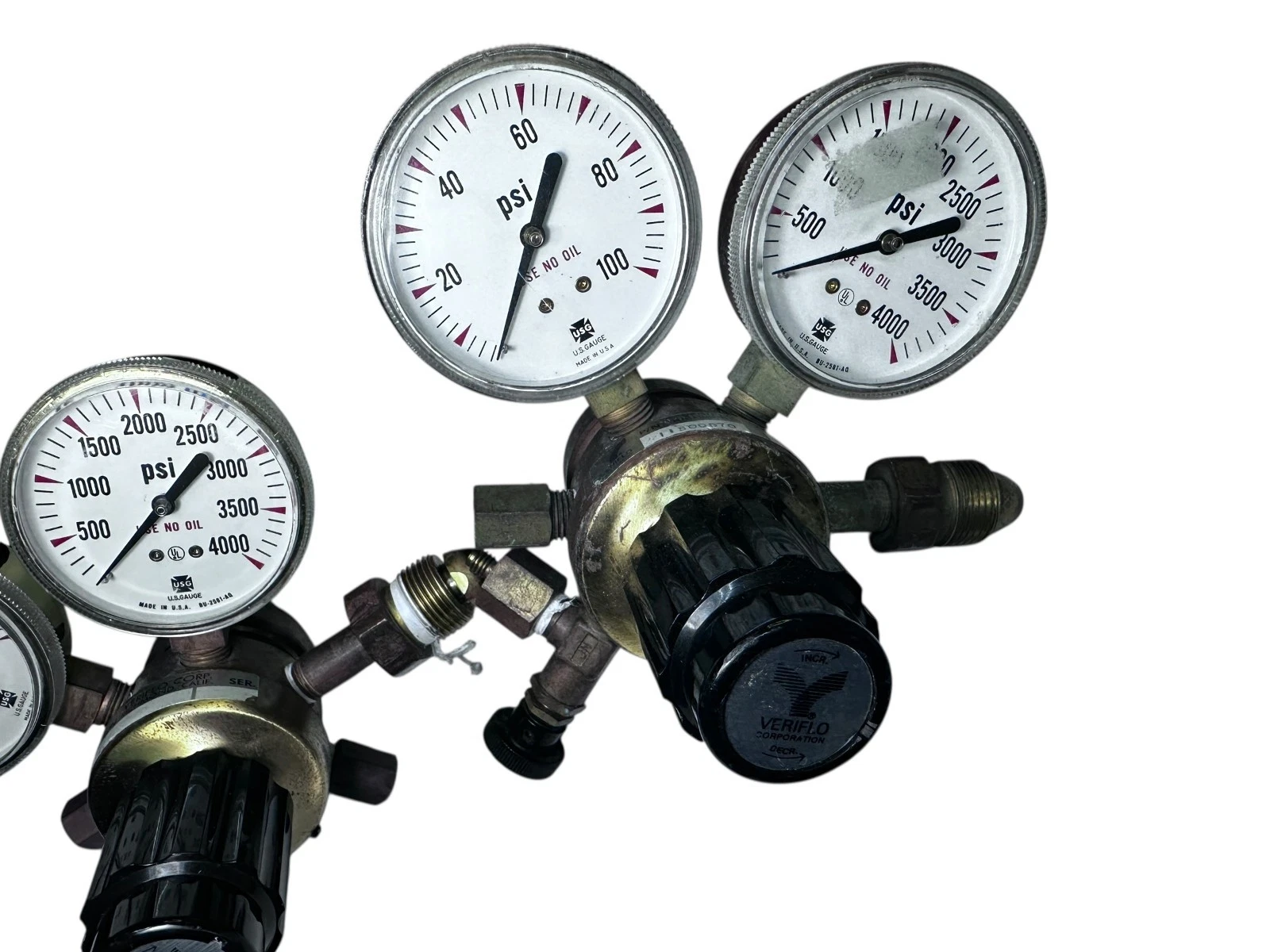 TWO Veriflo 11500870 DECRA Dual Gauge Gas Regulator 4000 PSI USA — photo 5 of 8